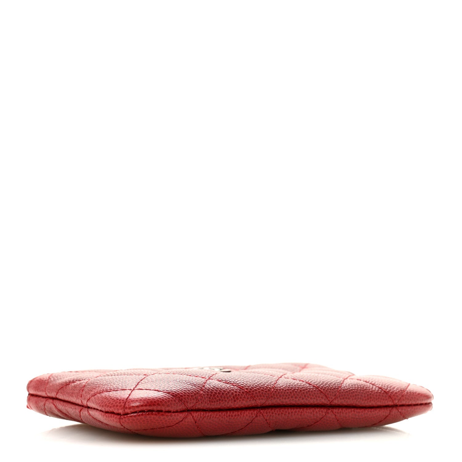 Caviar Quilted Small Cosmetic Case Dark Red