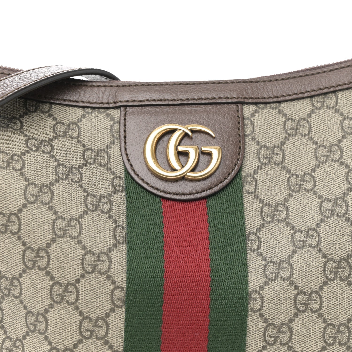 GG Supreme Monogram Web Small Ophidia Half Moon Hobo Brown