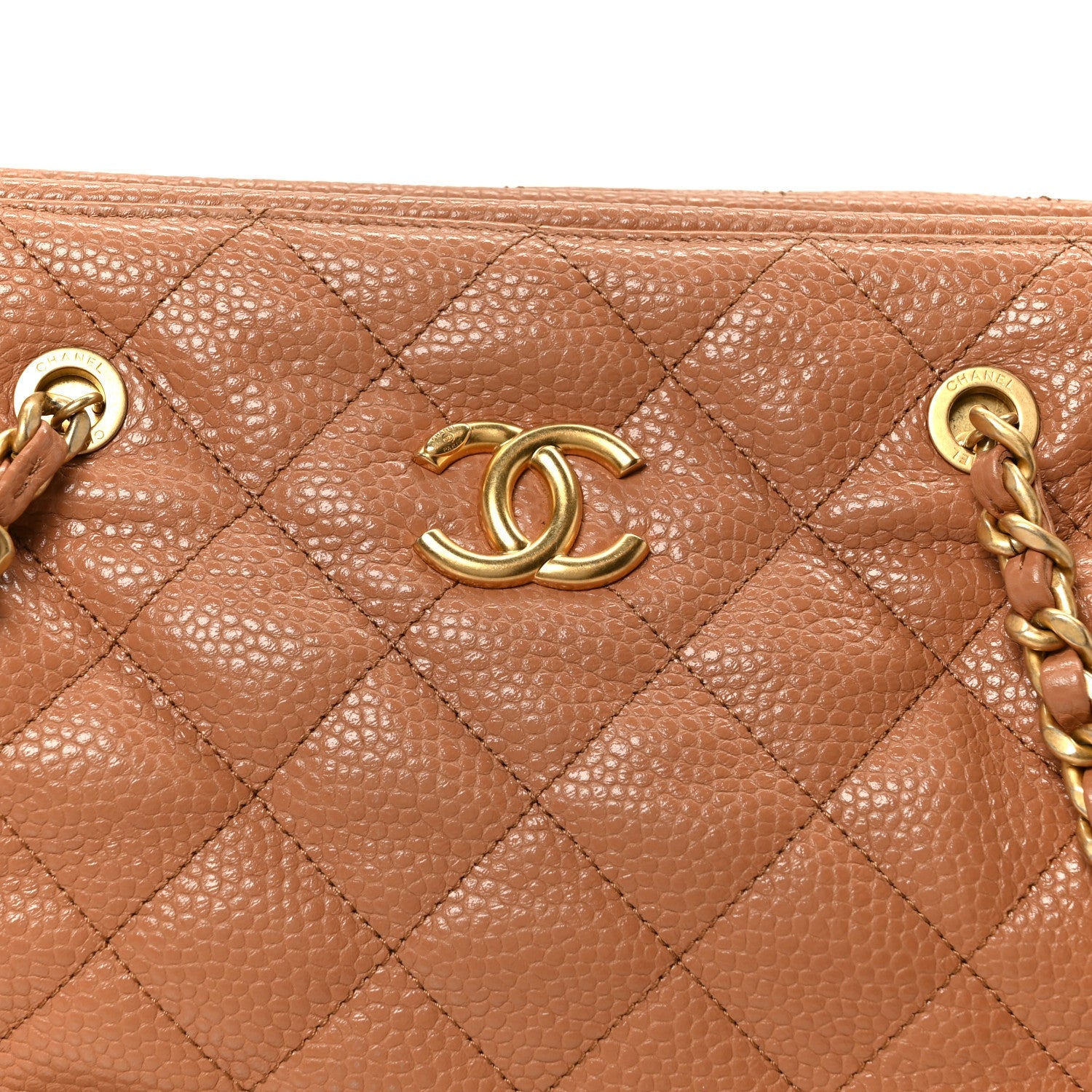 Shiny Caviar Quilted Large Bowling Bag Brown