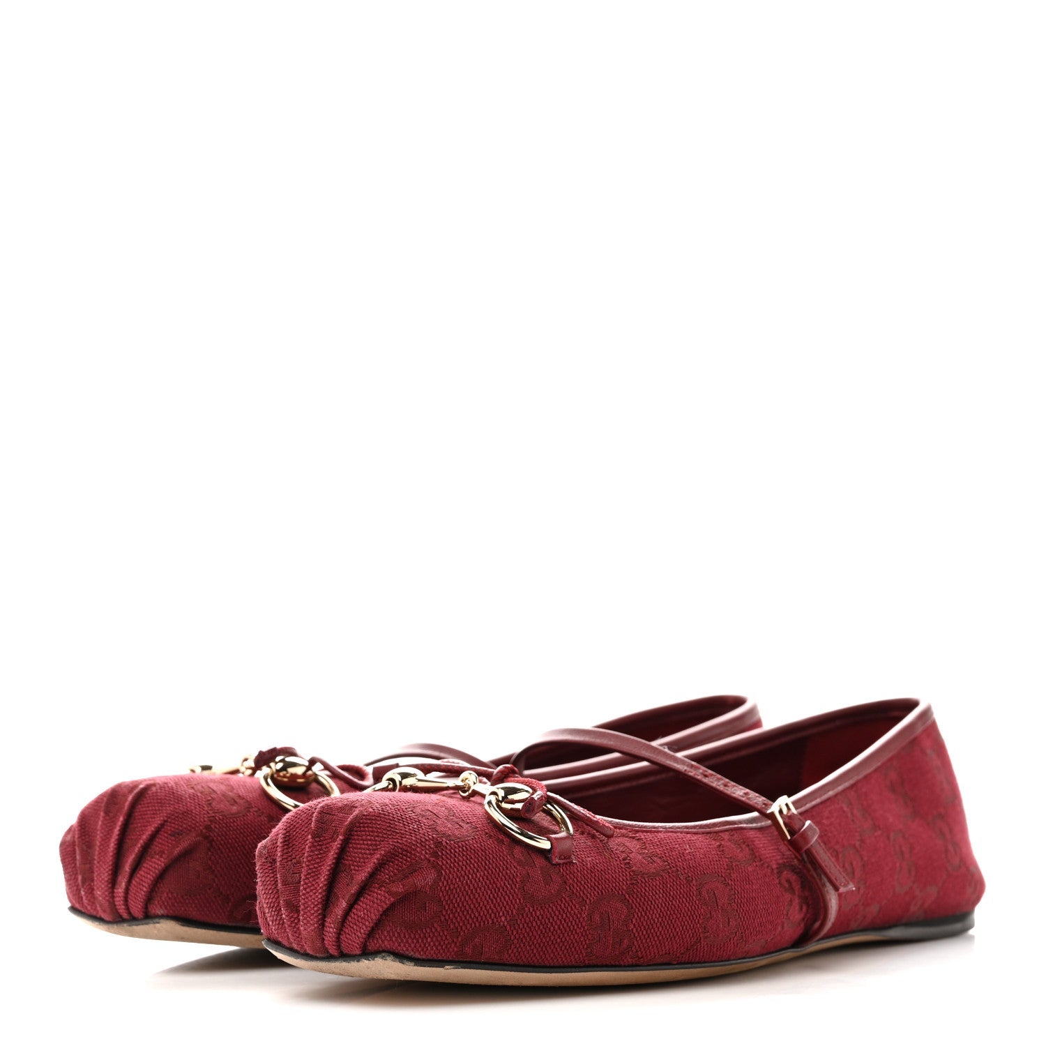 GG Monogram Horsebit Ballet Flats 40 Rosso Ancora