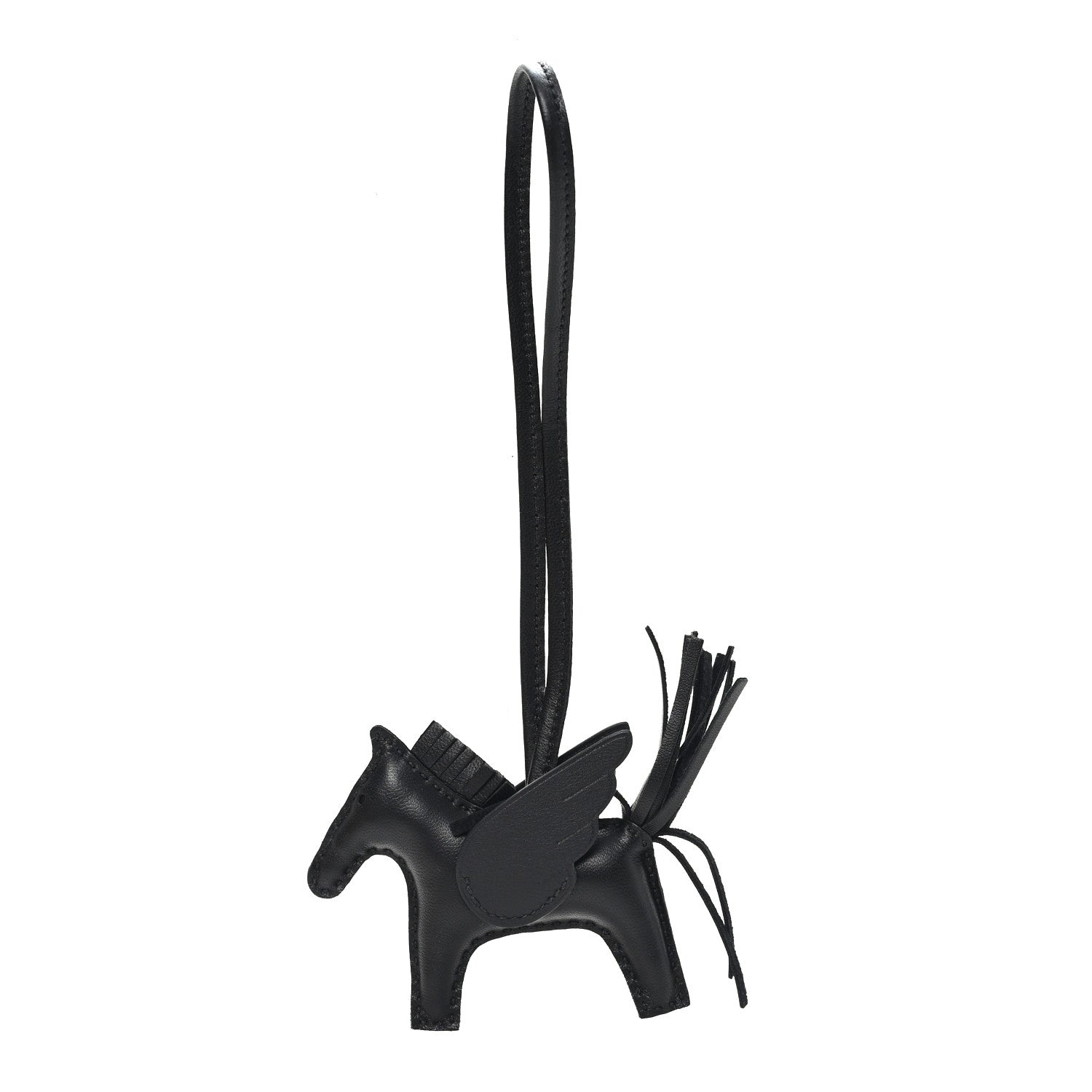 Milo Lambskin Grigri Rodeo Pegase Horse Bag Charm PM So Black