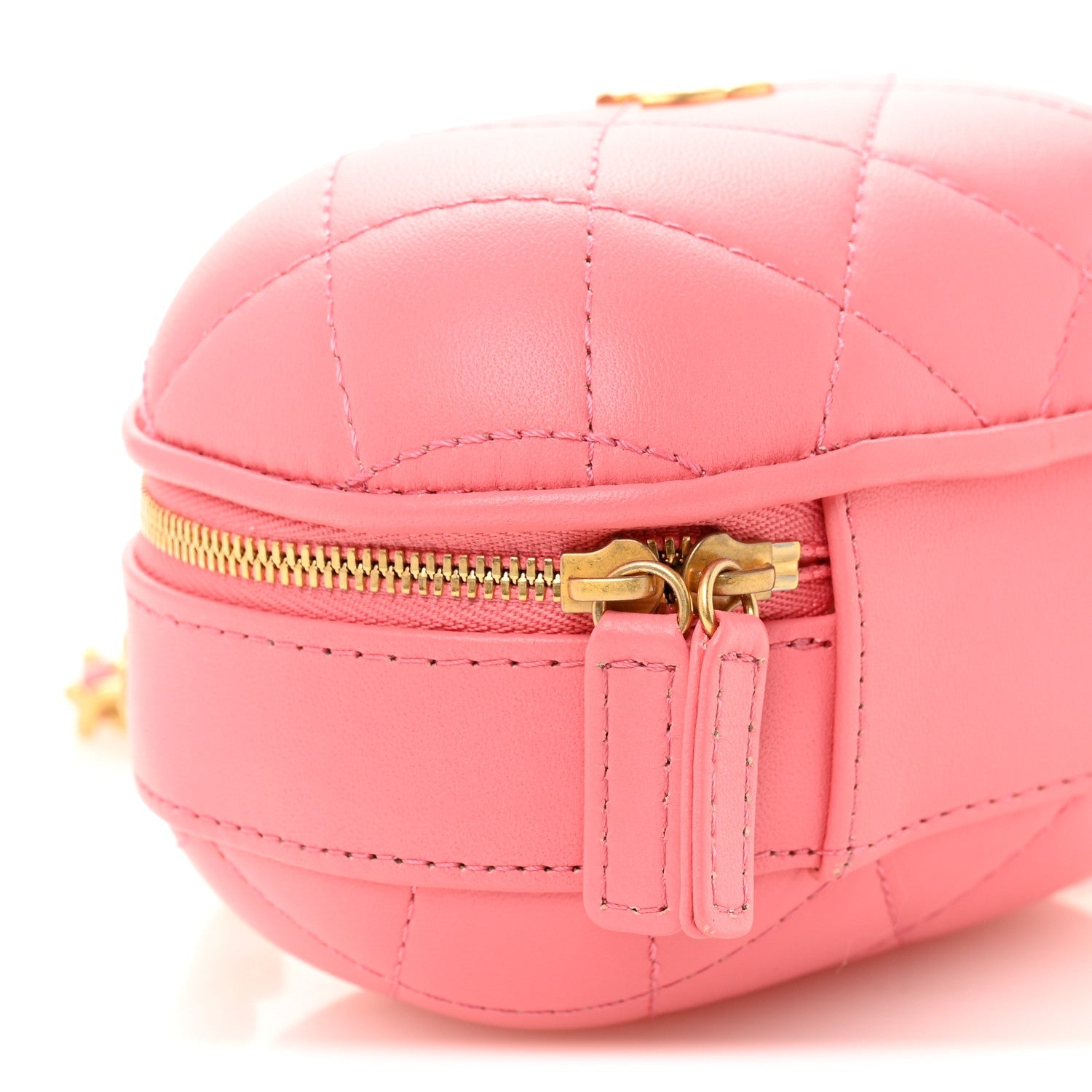 Lambskin Quilted CC Bubble Vanity Case With Chain Pink