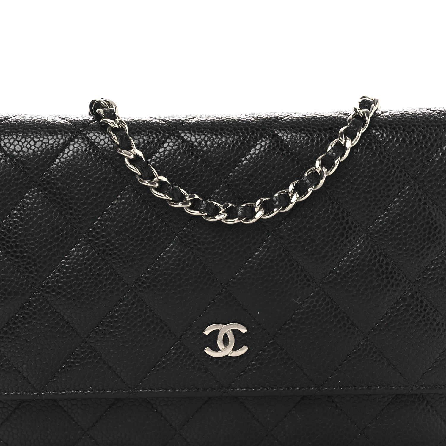 Caviar Quilted Wallet On Chain WOC Black