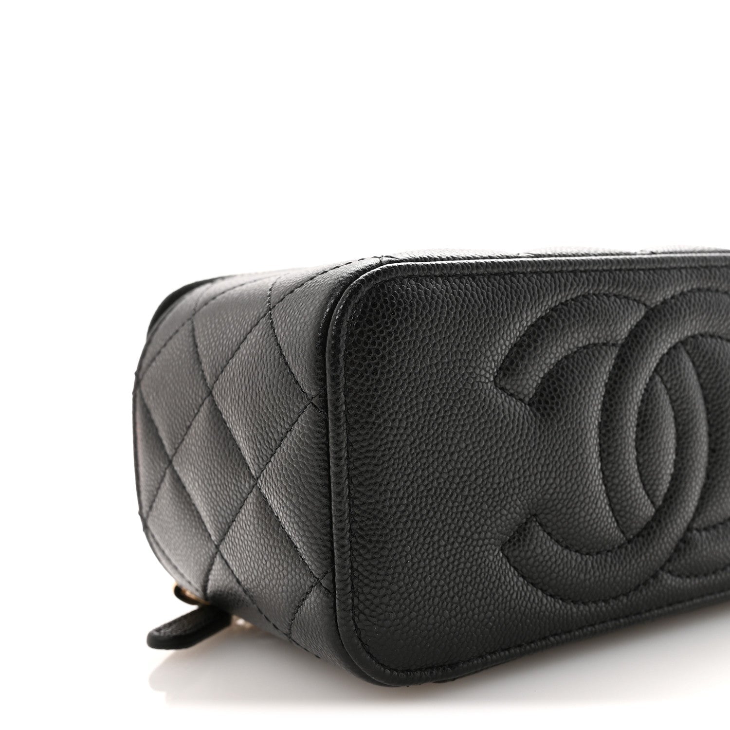 Caviar Quilted Small Vanity Case With Chain Black