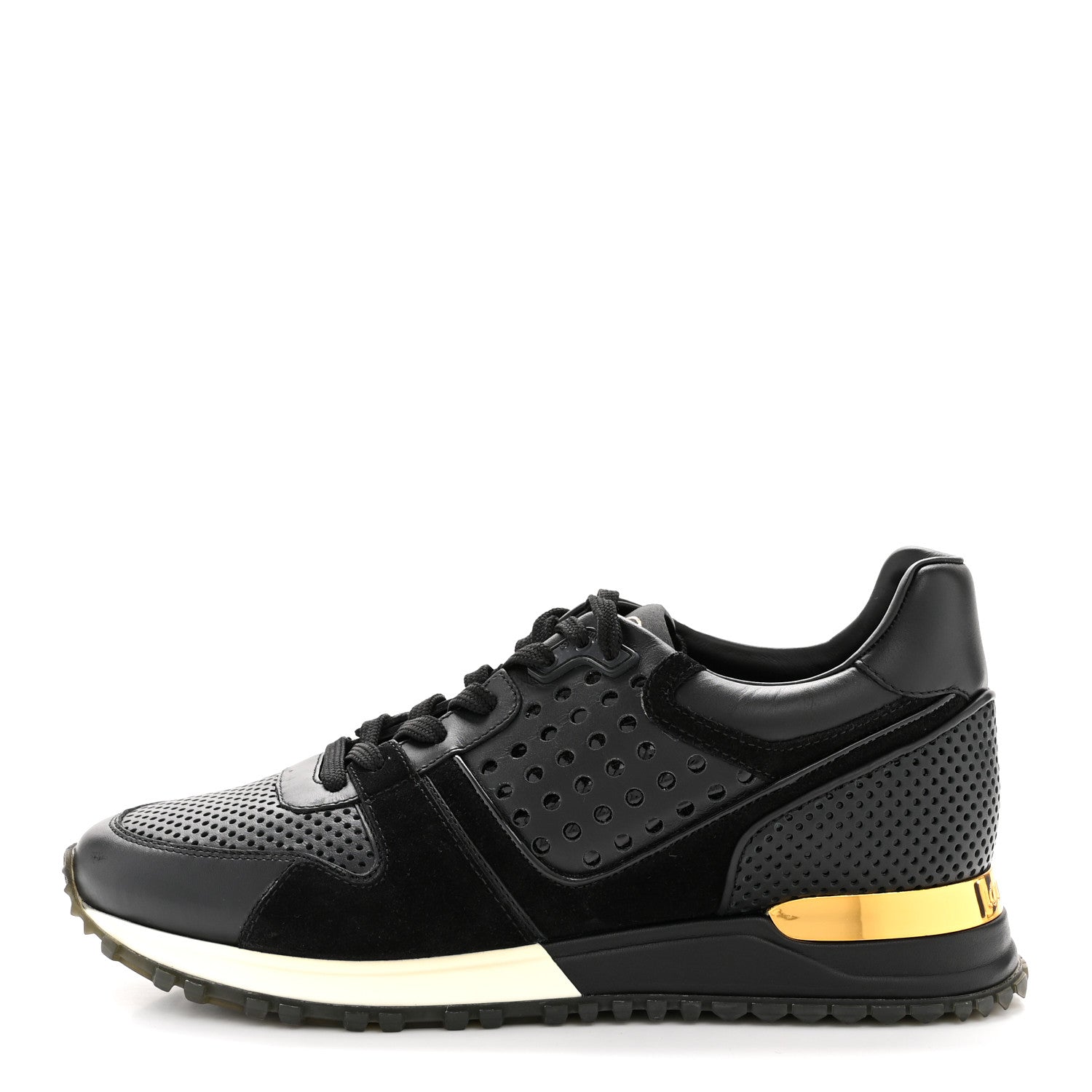 Nubuck Calfskin Perforated Run Away Sneakers 37 Black