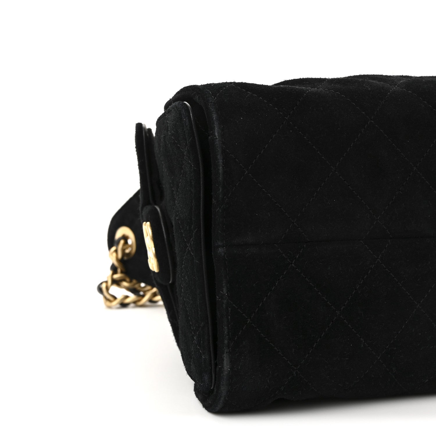 Suede Quilted Small Chanel 25 Handbag Black