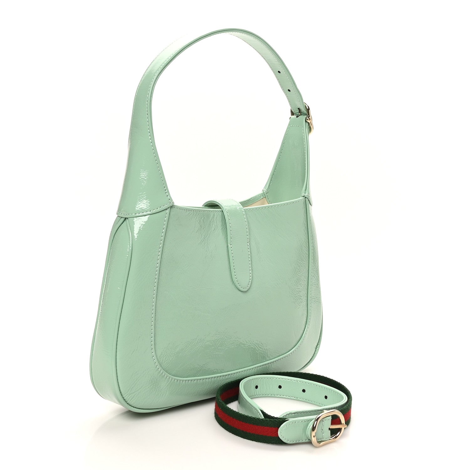 Patent Calfskin Small Jackie Shoulder Bag Light Green