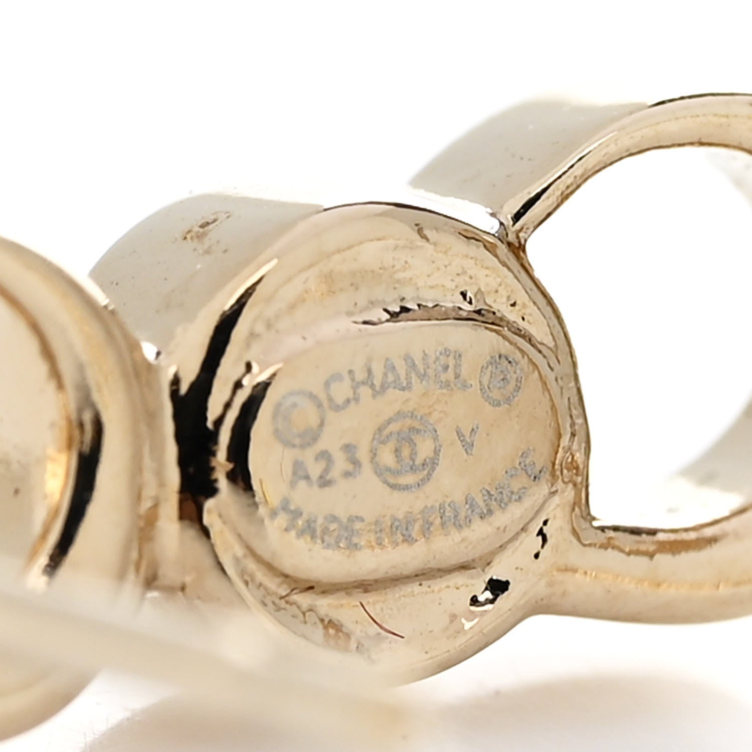 Metal Crystal Coco Script CC Climber Earrings Gold