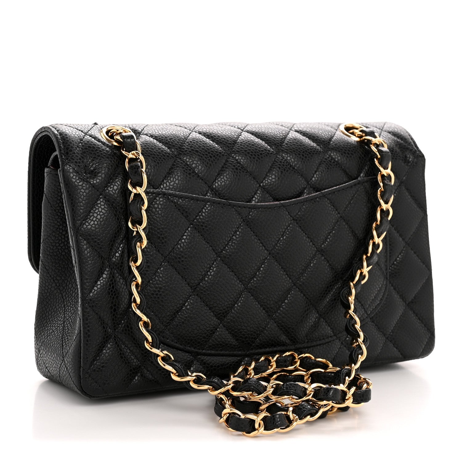 Caviar Quilted Small Double Flap Black