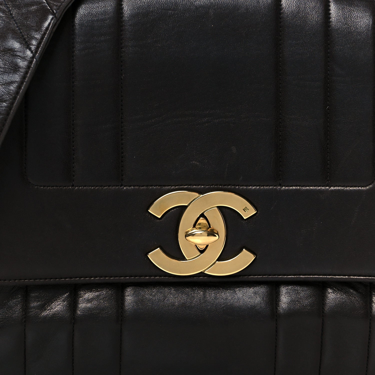 Lambskin Vertical Quilted CC Flap Shoulder Bag Brown