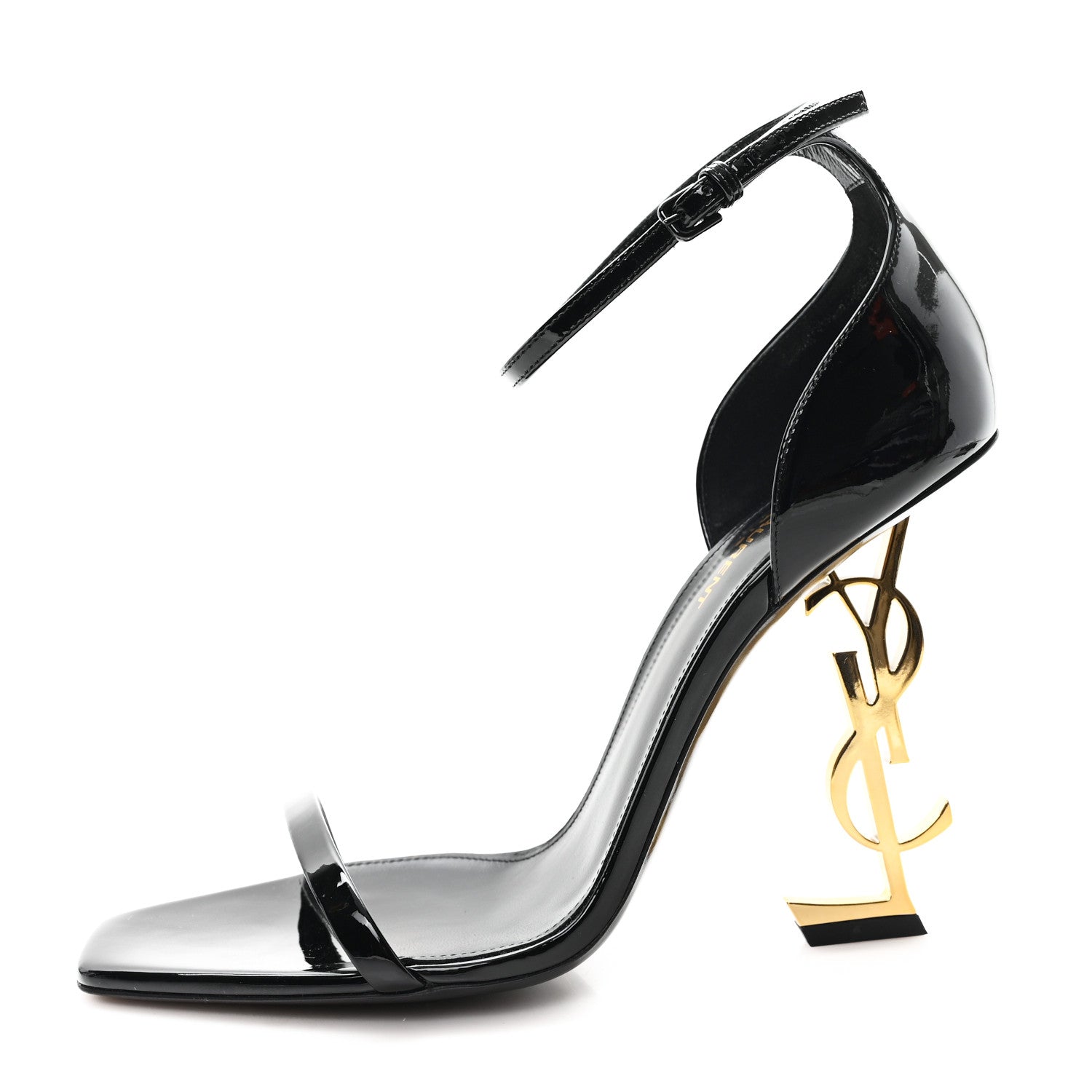 Patent Calfskin Opyum 110 Sandals 40.5 Black Gold