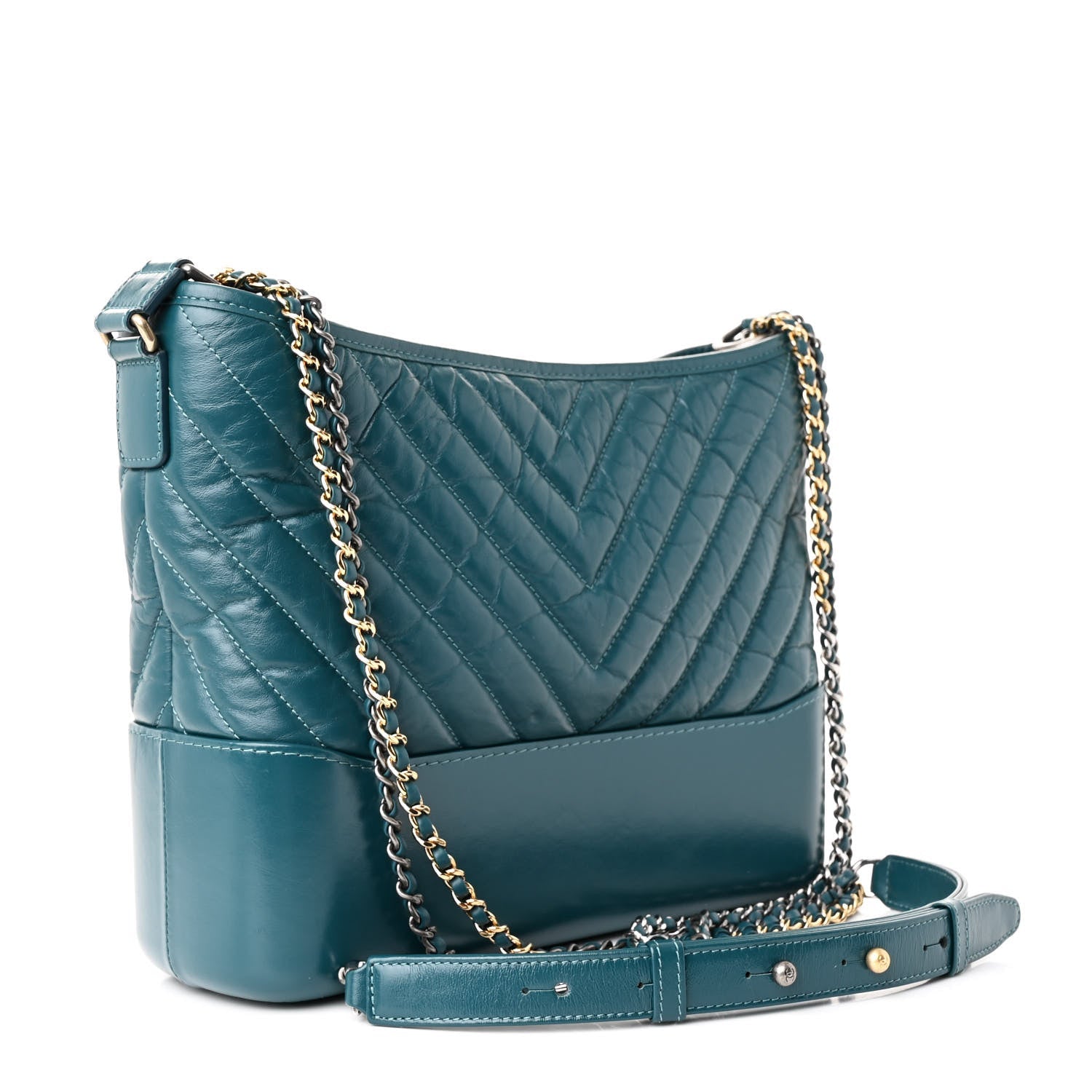Aged Calfskin Chevron Quilted Medium Gabrielle Hobo Green