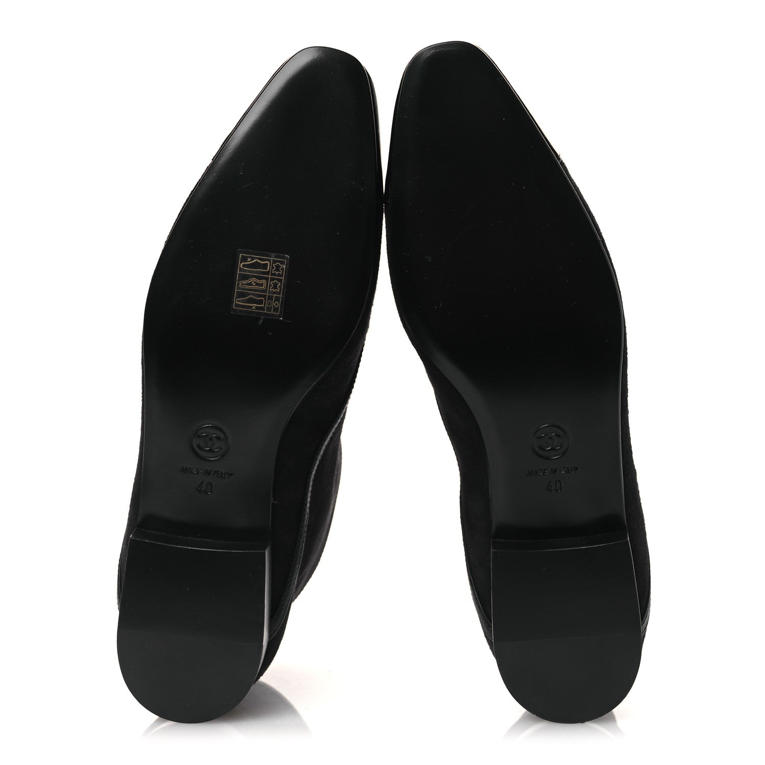 Suede Lambskin Patent Calfskin CC Cap Toe Ankle Boots 40 Black