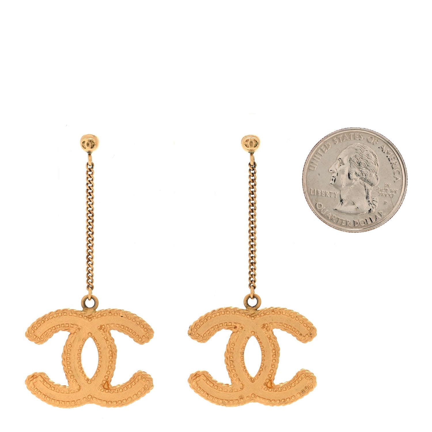CC Drop Earrings Matte Gold