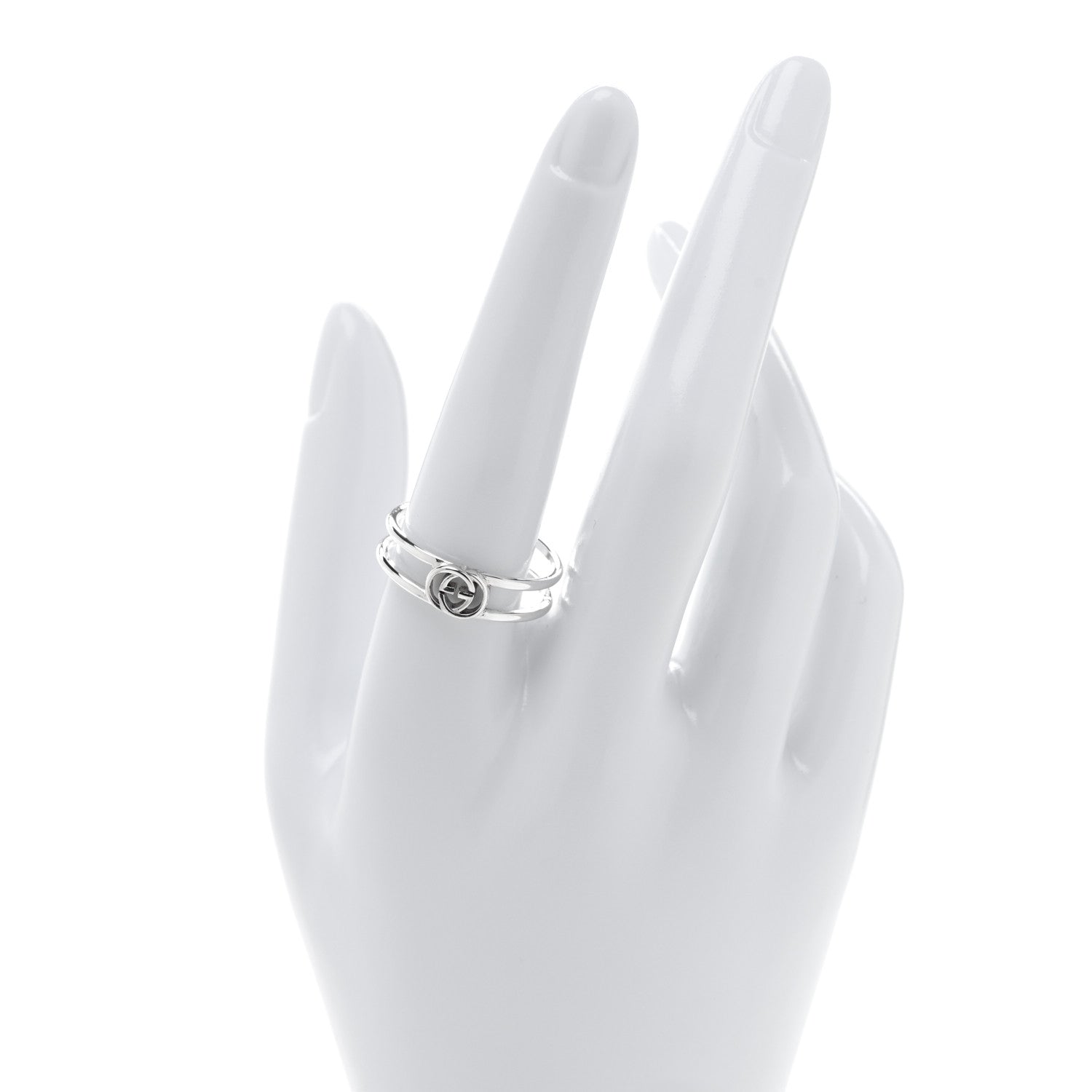 Sterling Silver 6mm Interlocking G Open Band Ring 61 9.5