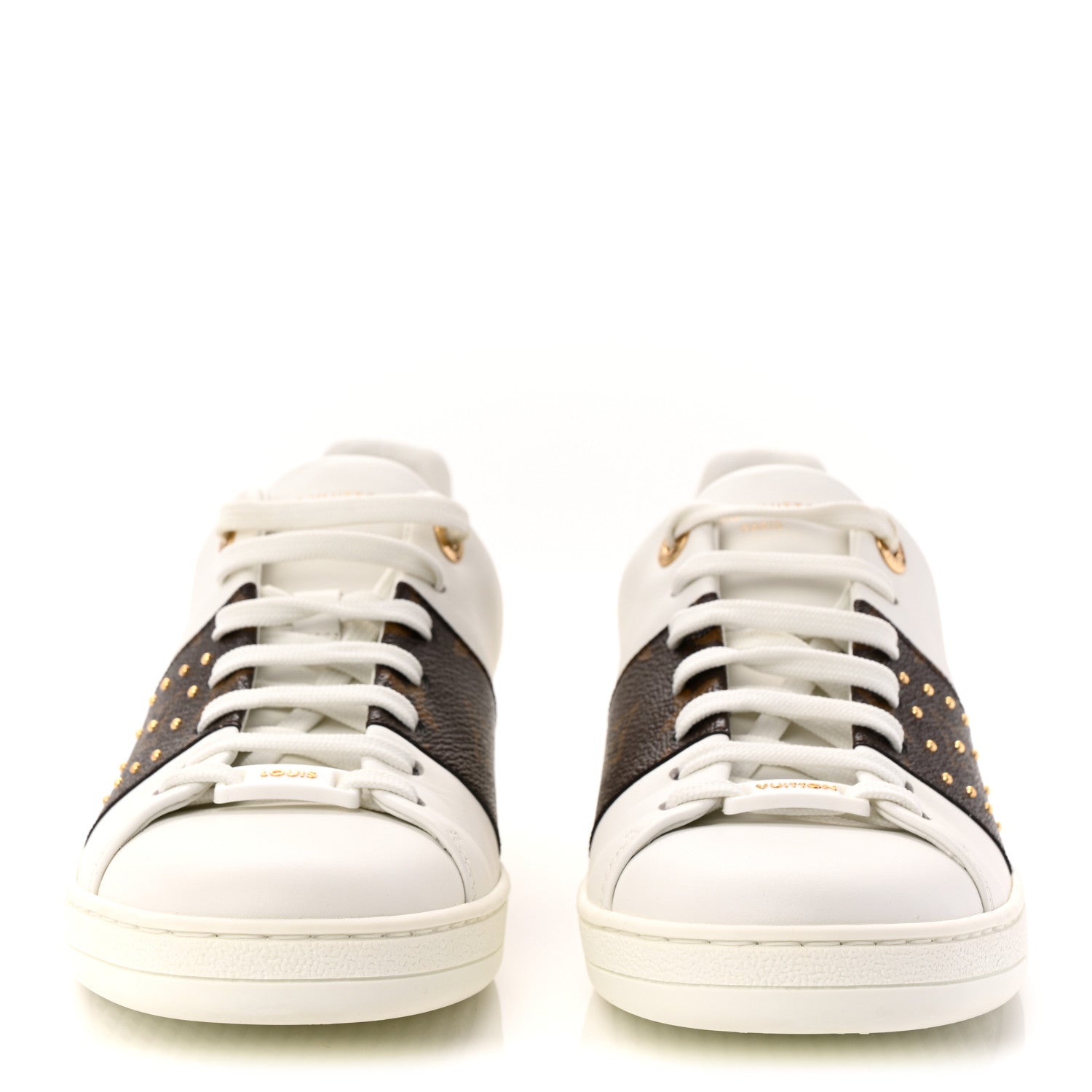 Calfskin Monogram Stud Front Row Sneaker 39 White