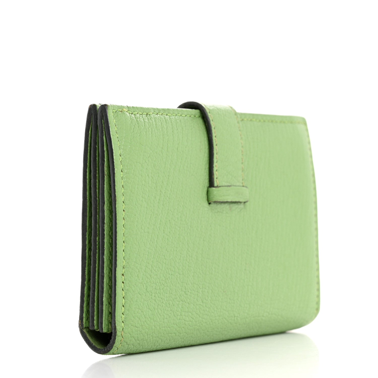 Chevre Mysore Bearn Card Holder Wallet Vert Criquet