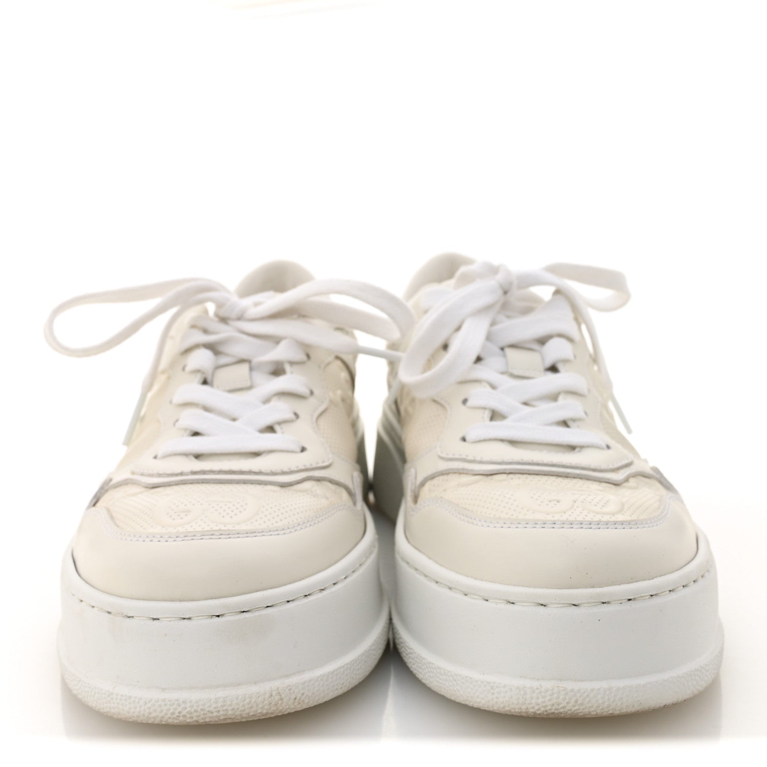 Calfskin GG Tennis Embossed Perforated Womens Platform 55mm Sneakers 37 Great White