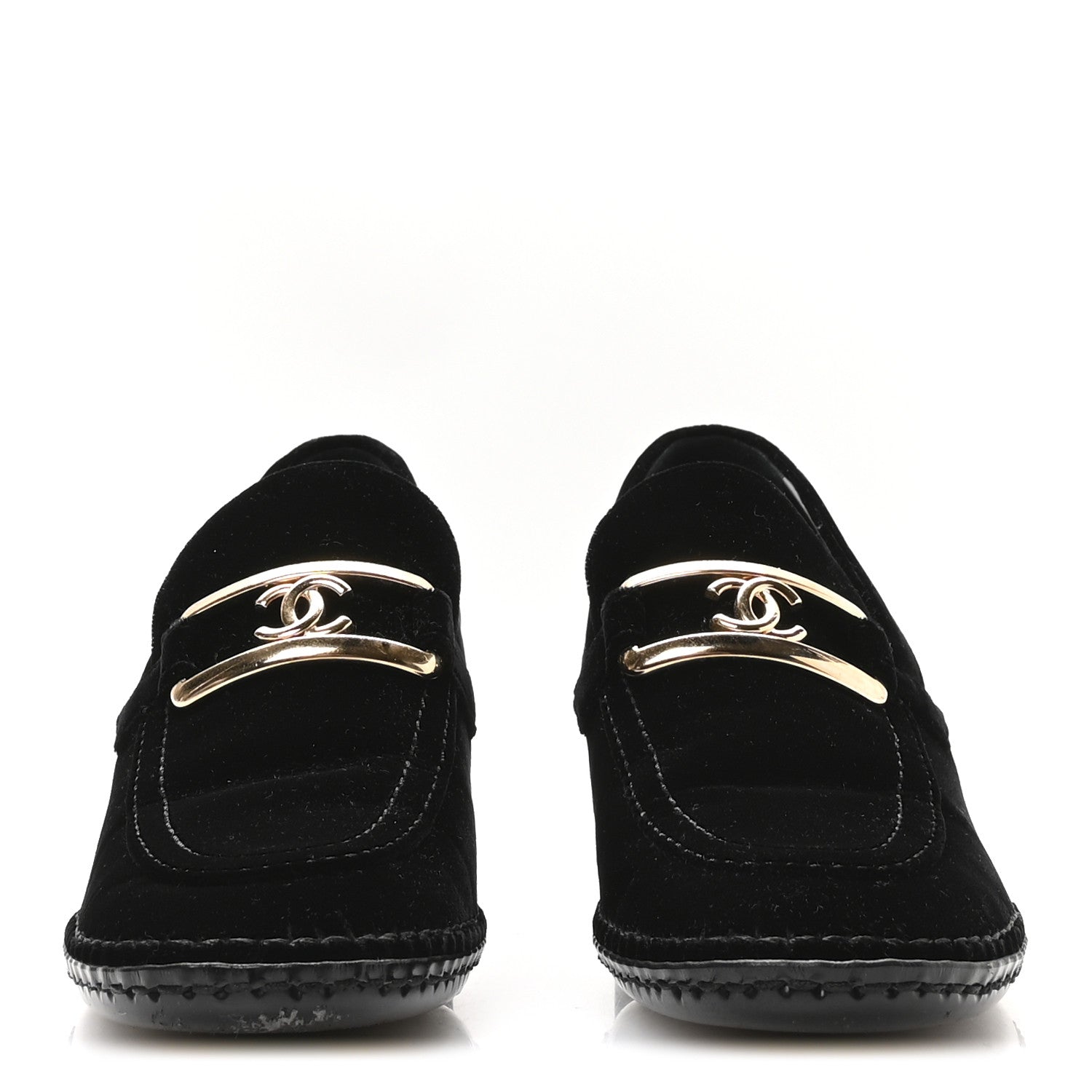 Shiny Calfskin Logo Loafers 38 Black