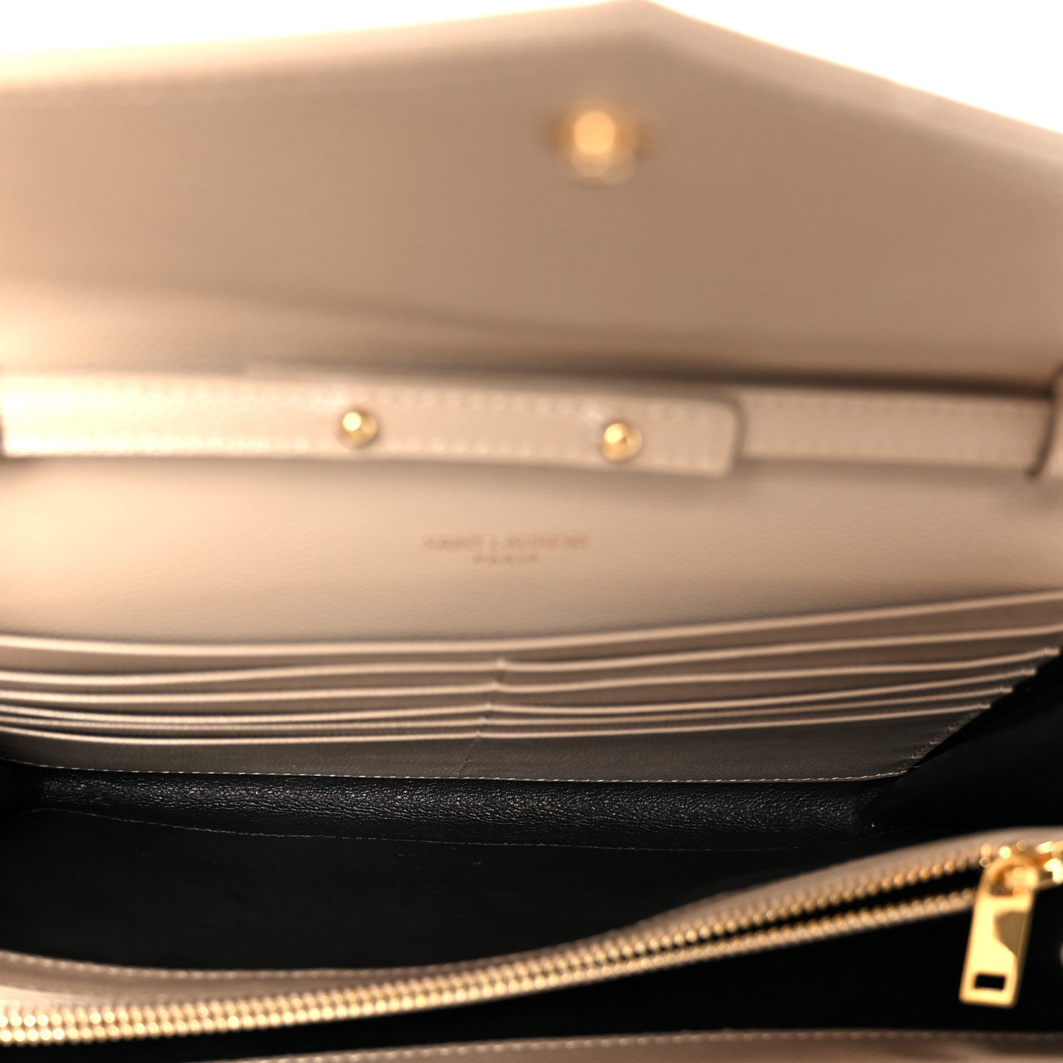 Grain De Poudre Mixed Matelasse Triquilt Monogram Chain Wallet Dark Beige