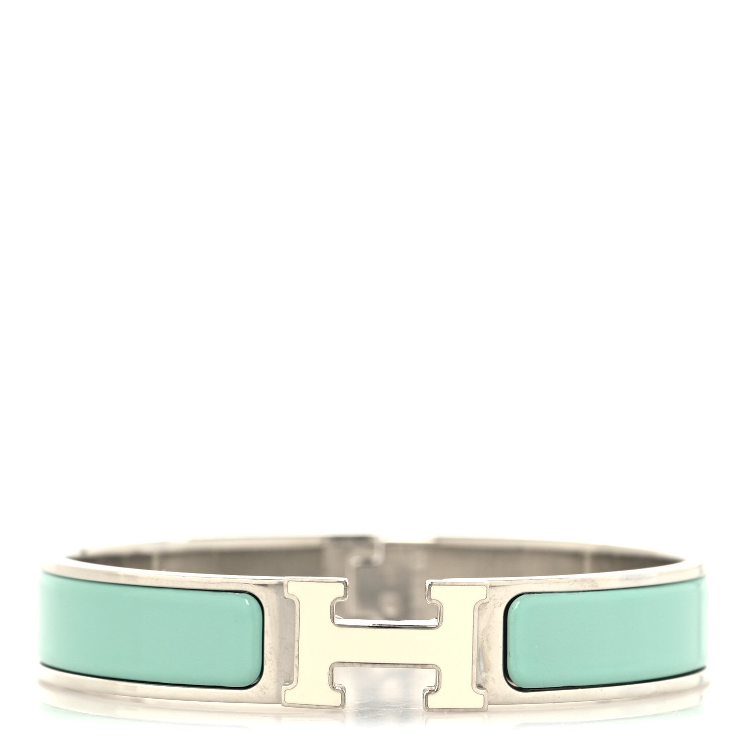 Enamel Narrow Clic Clac H Bracelet PM Lagon White