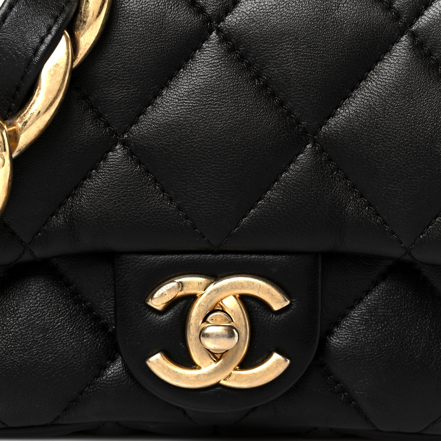 Lambskin Quilted Mini CC Funky Town Flap Black