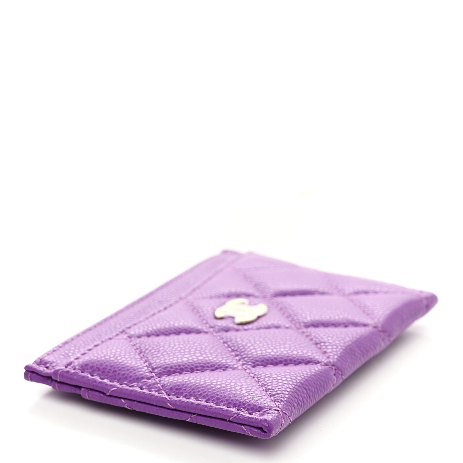 Caviar Quilted Card Holder Purple