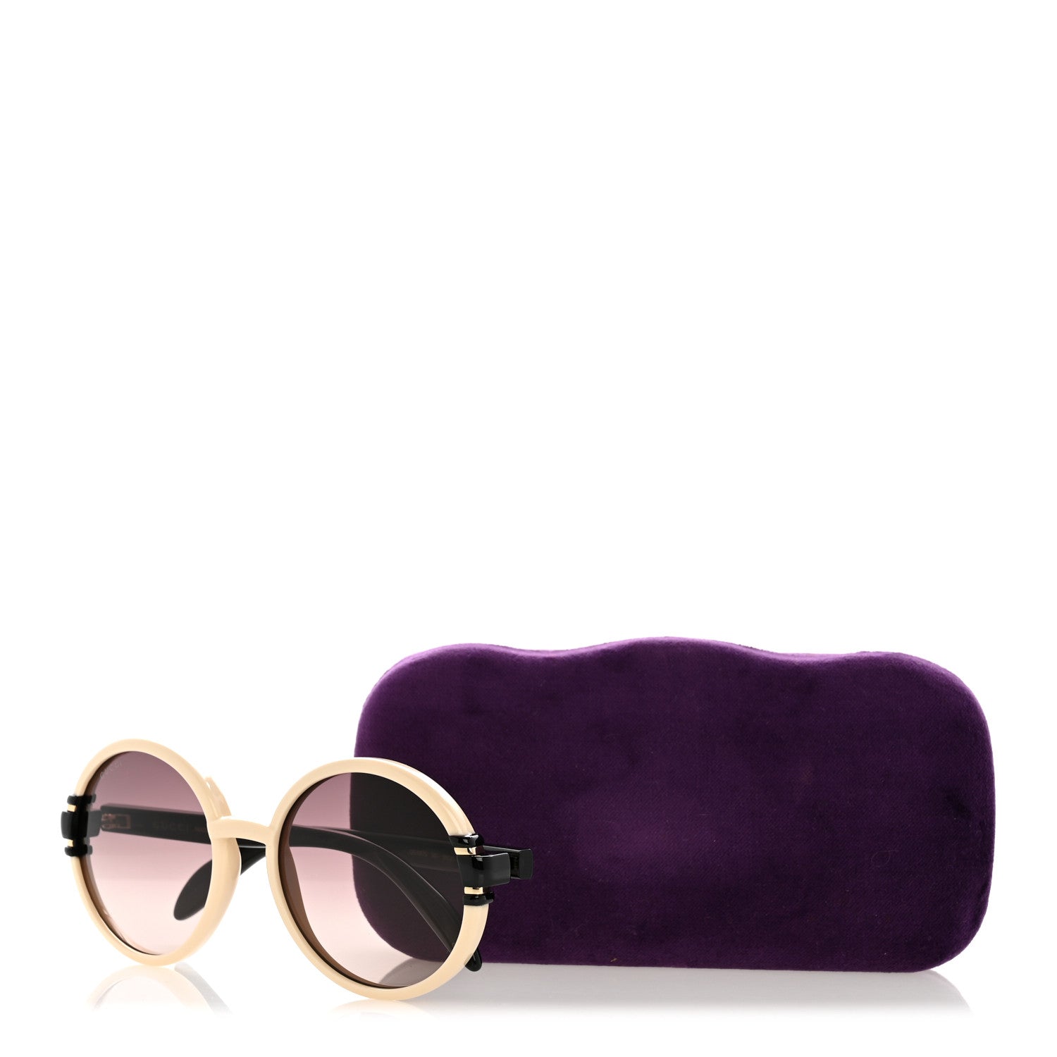 Acetate Round Sunglasses GG1067S White Black