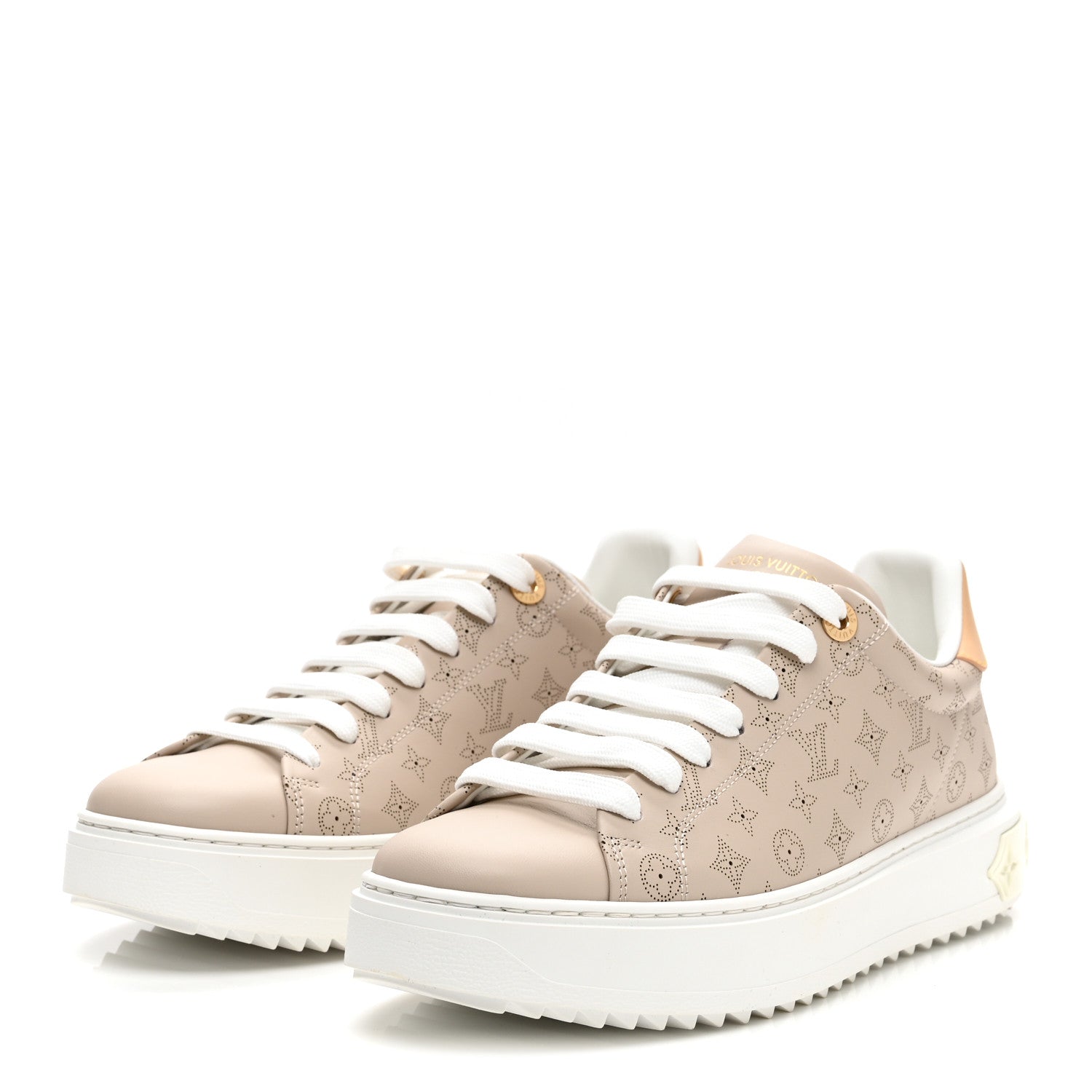 Calfskin Mahina Monogram Time Out Sneakers 39 Galet
