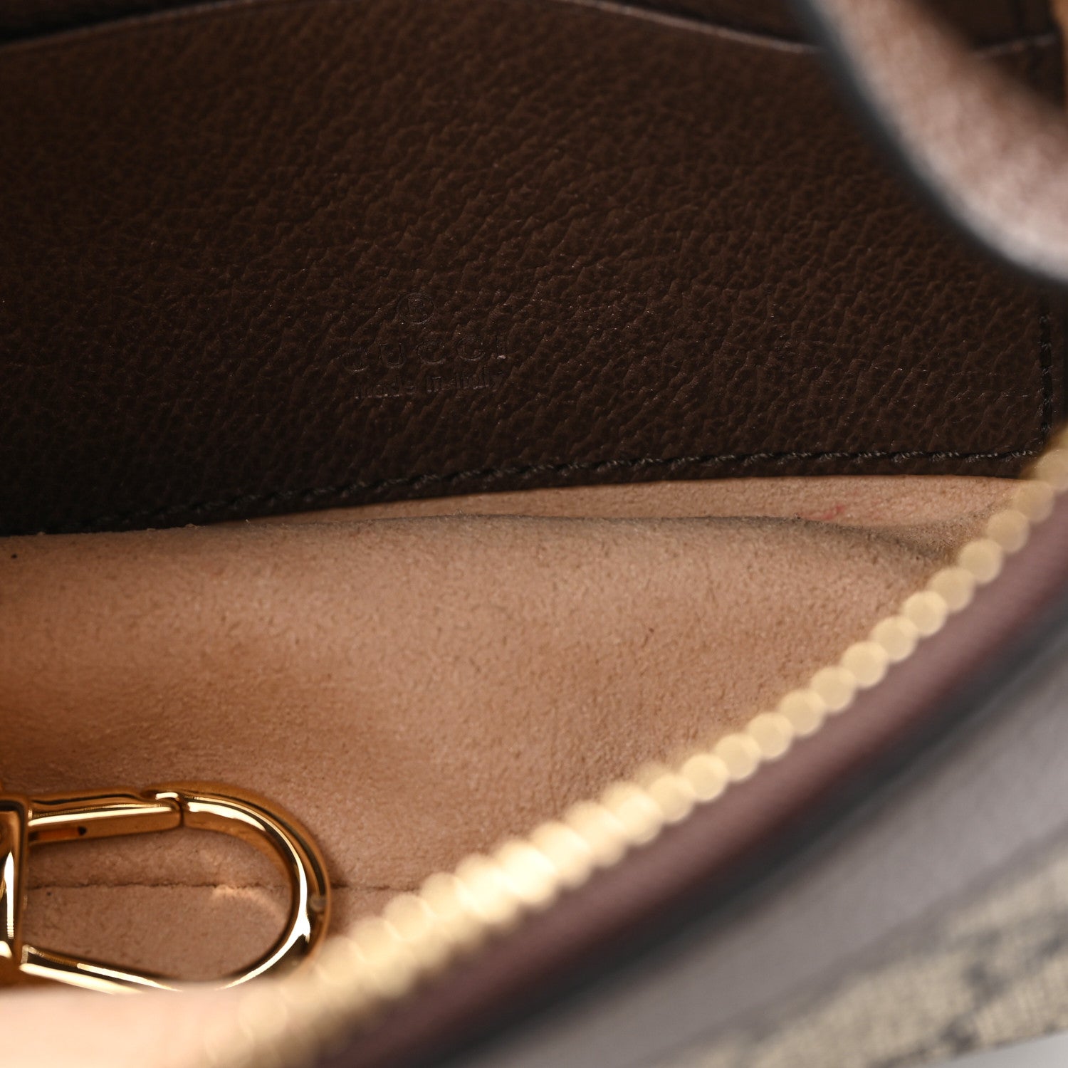GG Supreme Monogram Textured Calfskin Web Mini Ophidia Half Moon Hobo Beige Ebony New Acero
