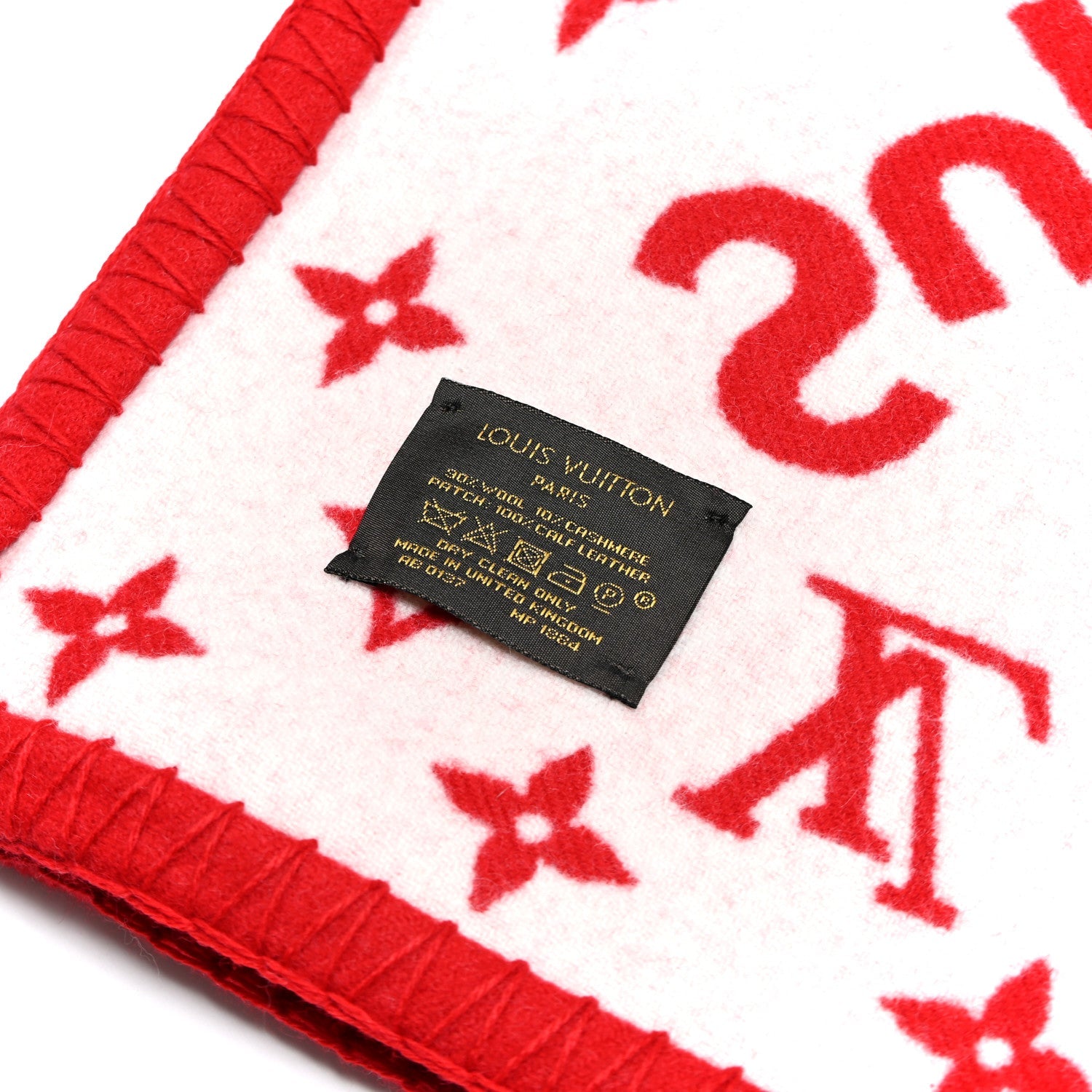 X SUPREME Wool Cashmere LV Blanket Red White