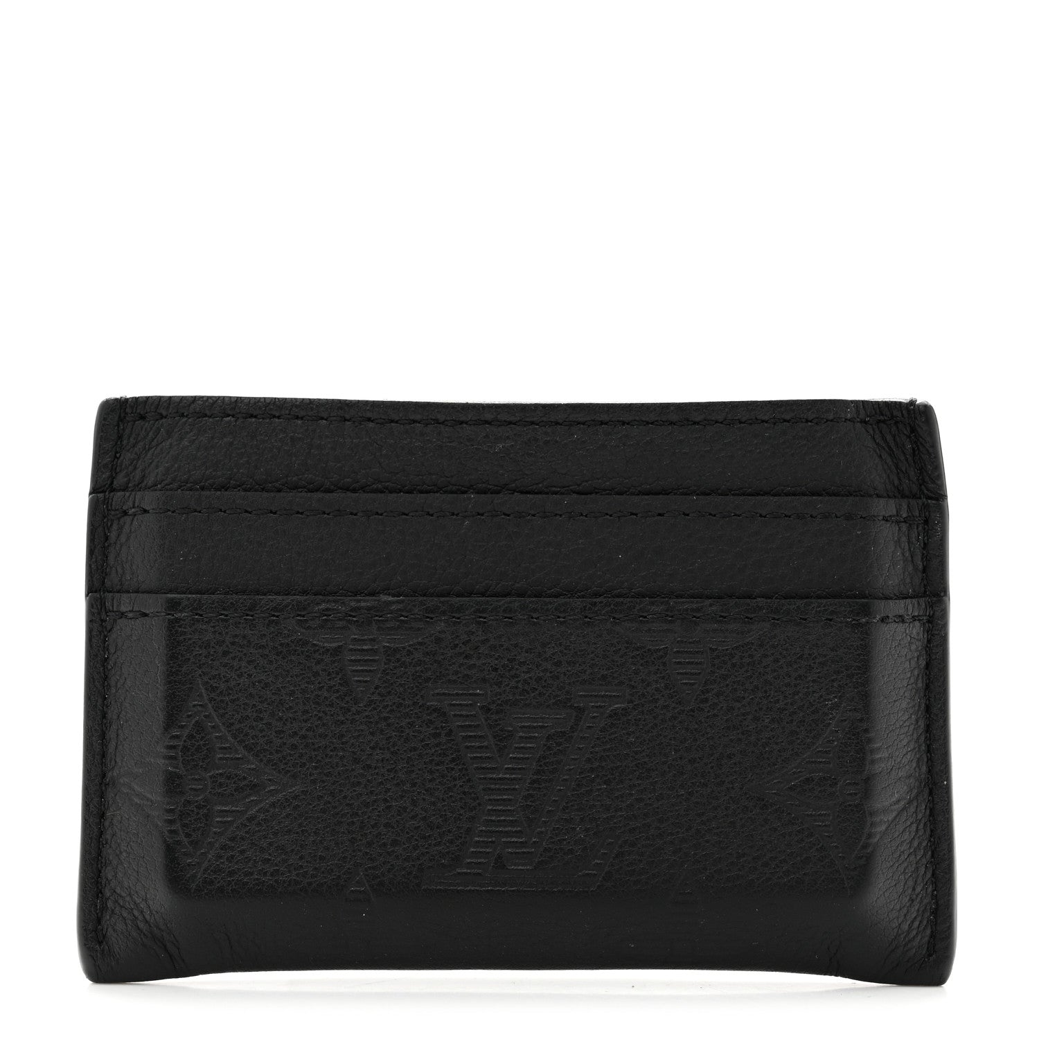 Calfskin Monogram Shadow Double Card Holder Black