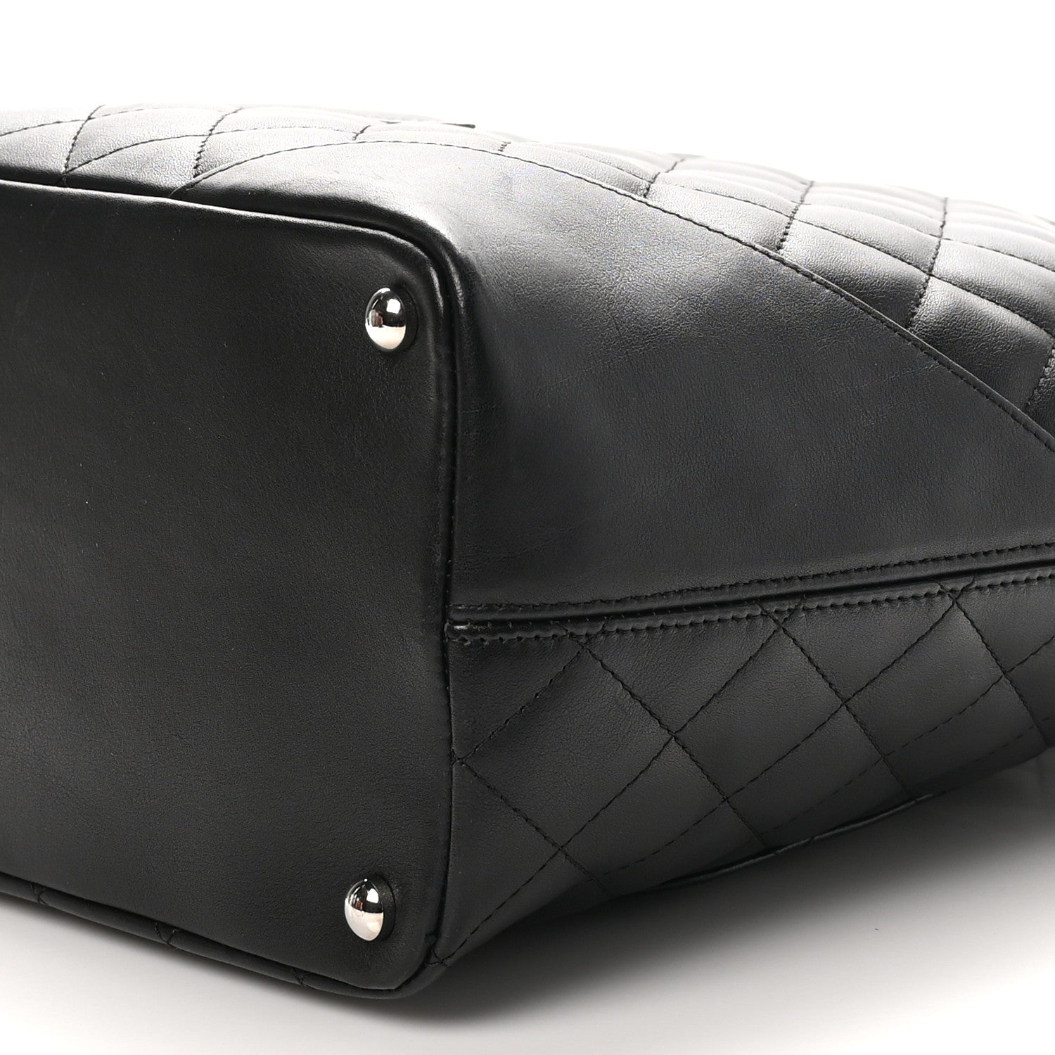 Calfskin Quilted Medium Cambon Tote Black