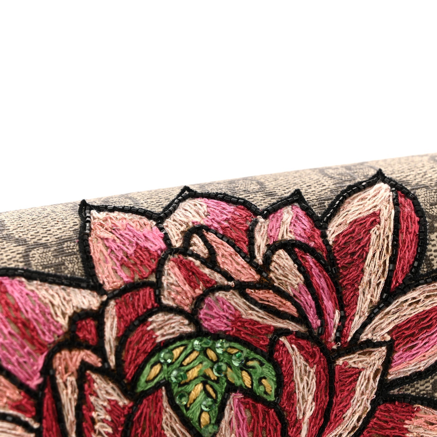 GG Supreme Monogram Crystal Floral Embroidered Medium Dionysus Shoulder Bag Beige Pink Beige Multicolor