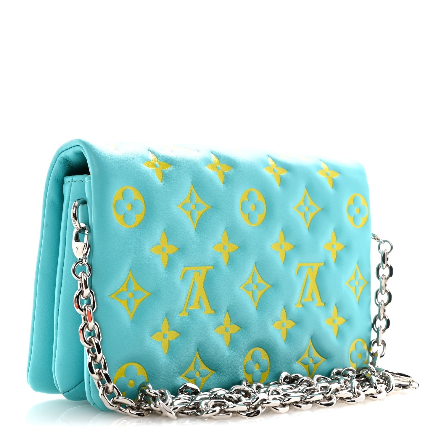 Lambskin Embossed Monogram Vuittamins Pochette Coussin Menthe Jaune
