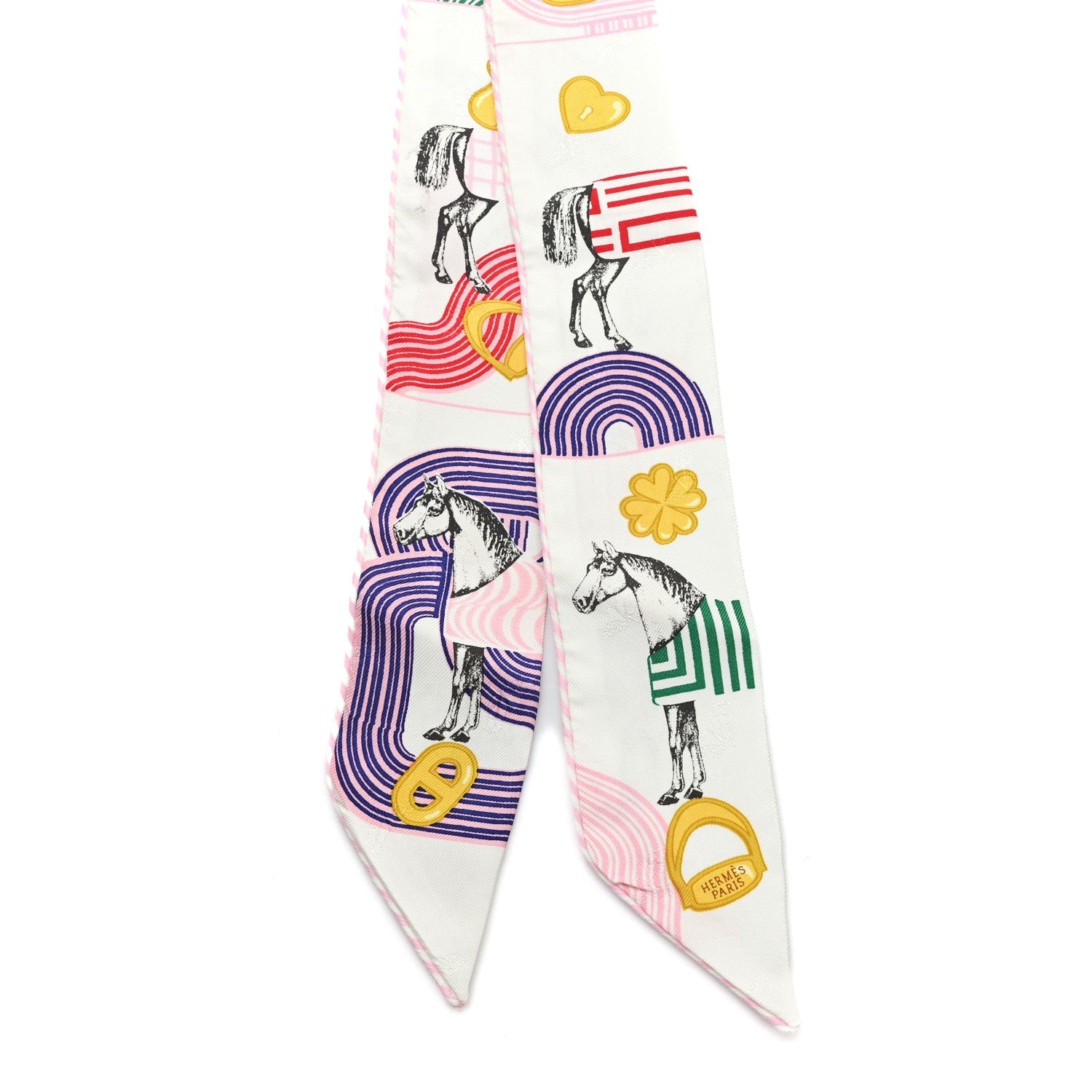 Silk Garde Robe Pop Charms Twilly White Multicolor
