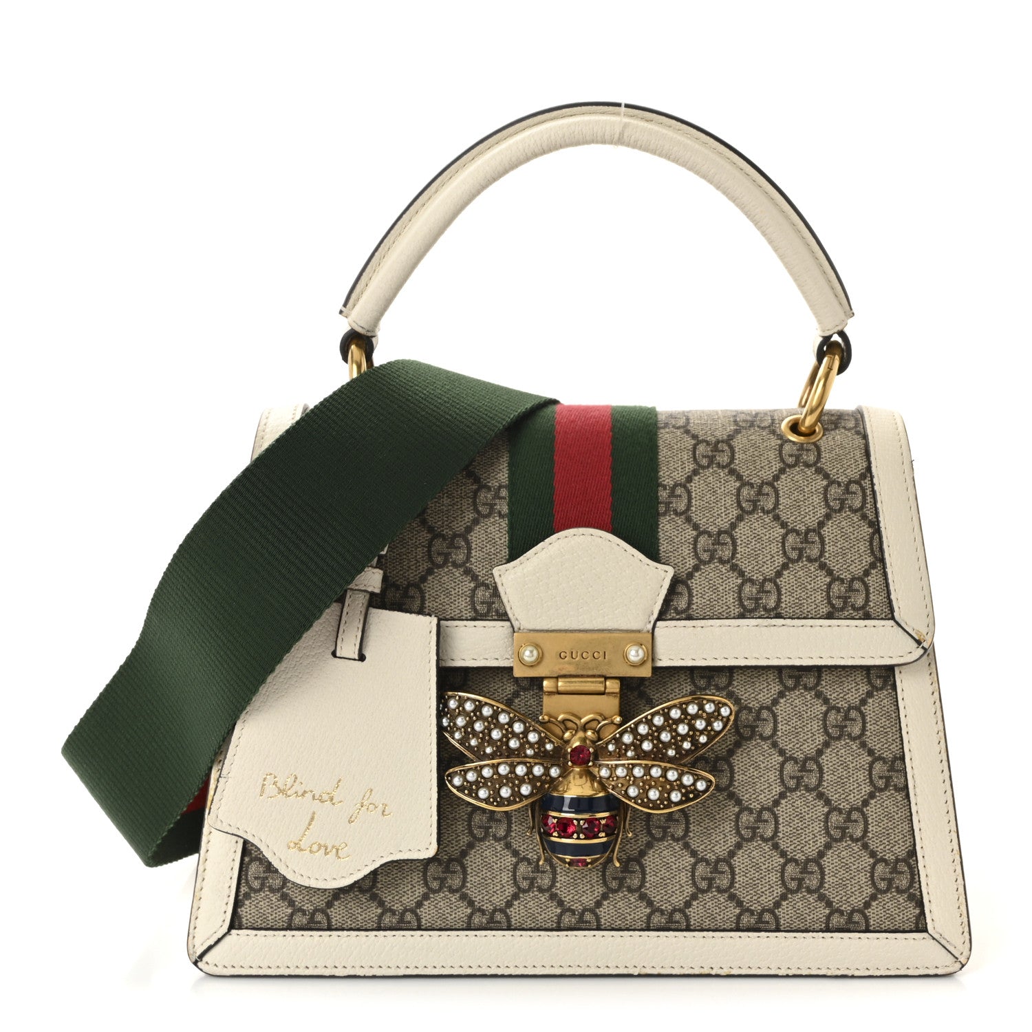 GG Supreme Monogram Small Queen Margaret Top Handle Bag White