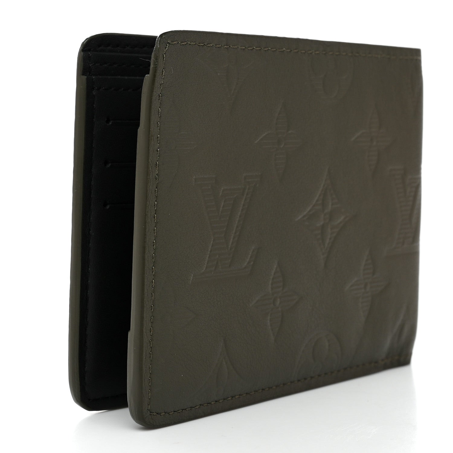 Calfskin Monogram Shadow Multiple Wallet Kaki