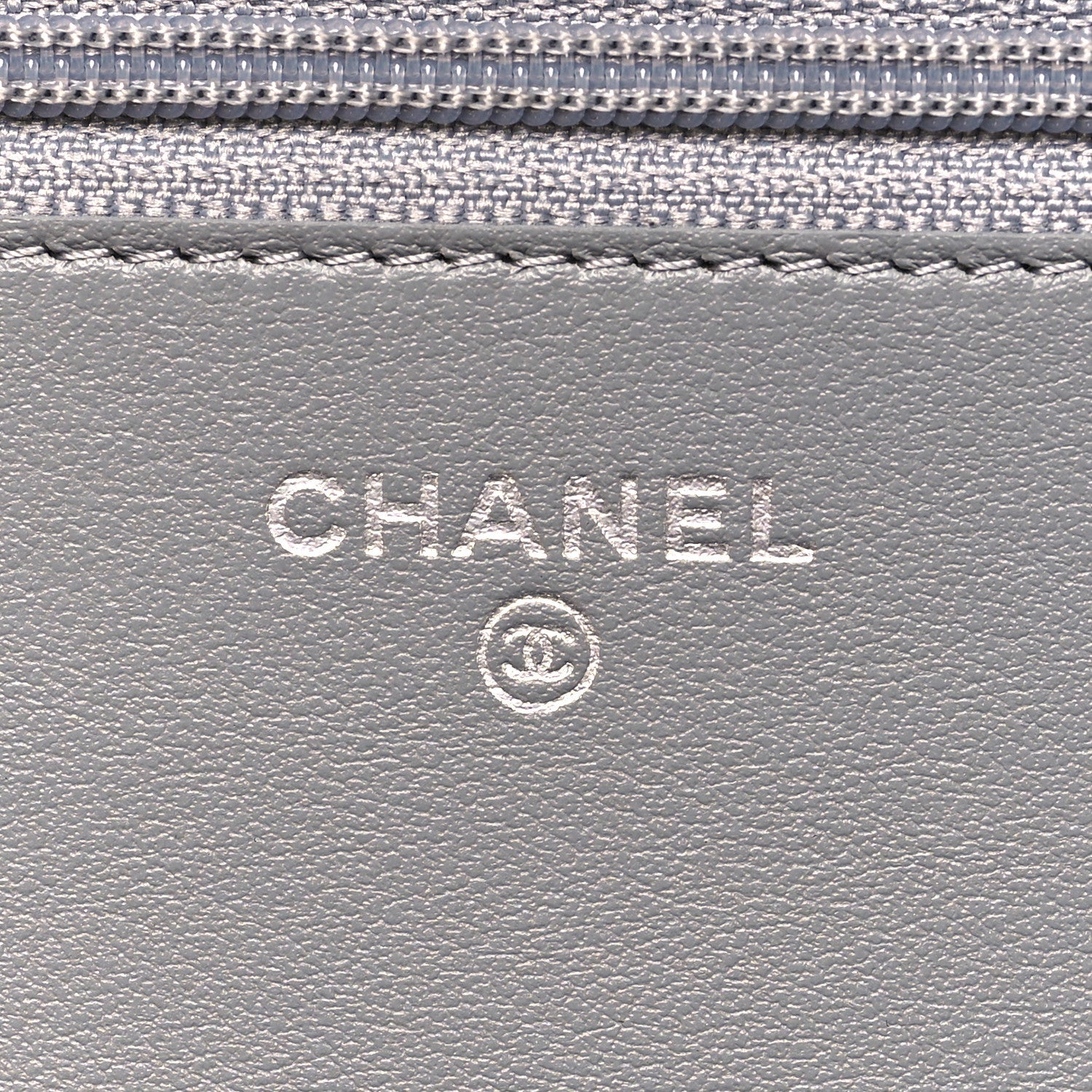 Caviar Chevron Quilted Boy Wallet On Chain WOC Grey