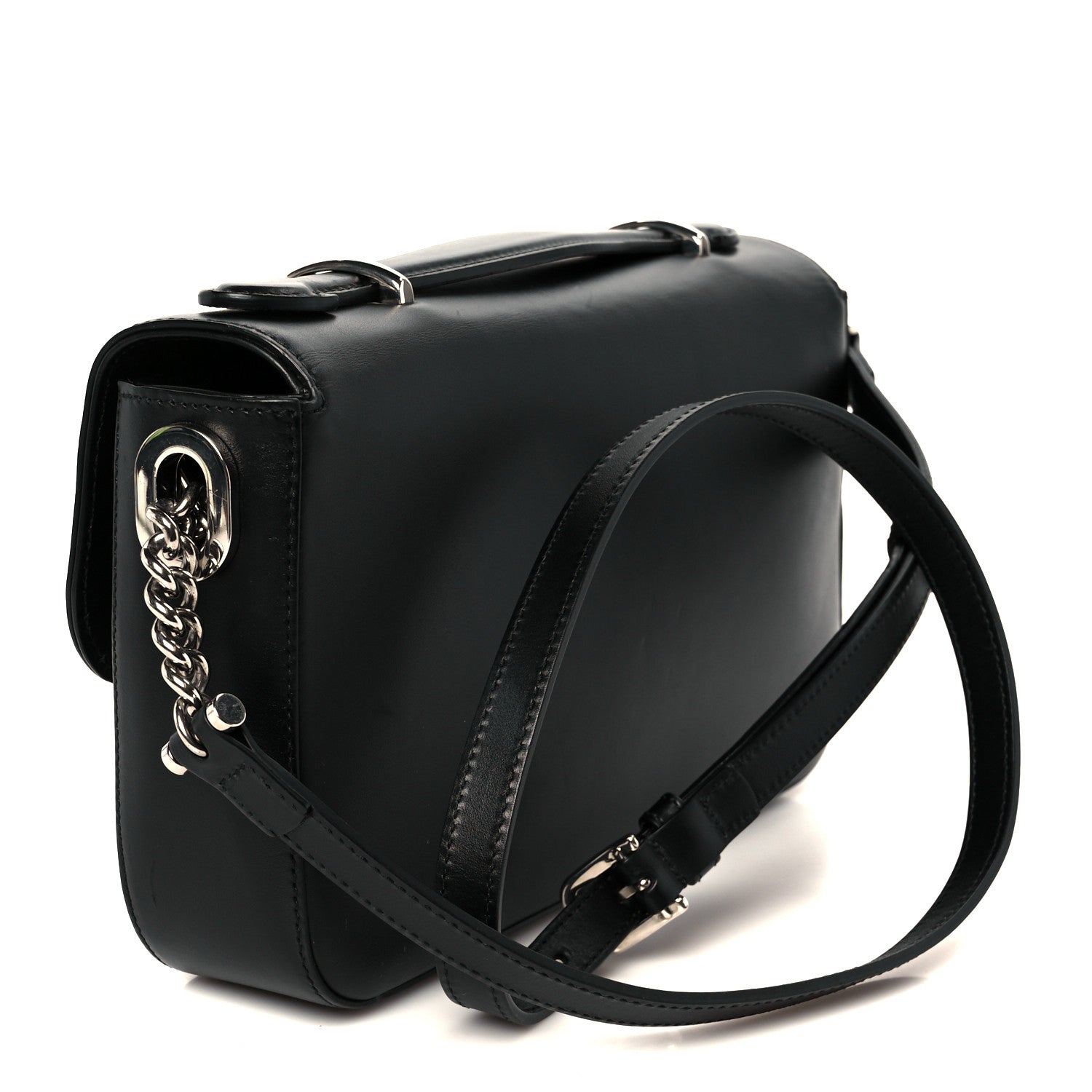 Senna Calfskin Petite GG Top Handle Shoulder Bag Black