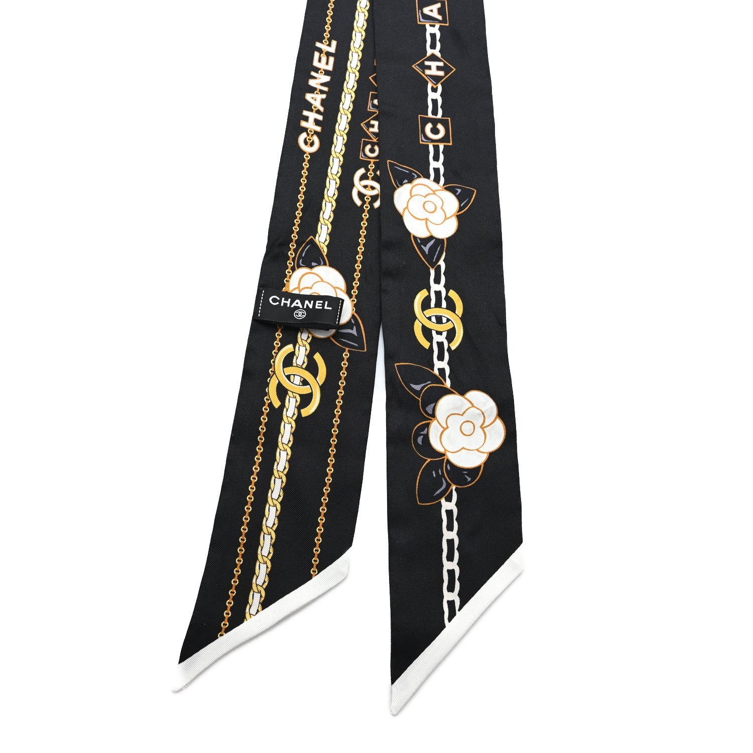 Silk CC Chain Slim Bandeau Black Gold