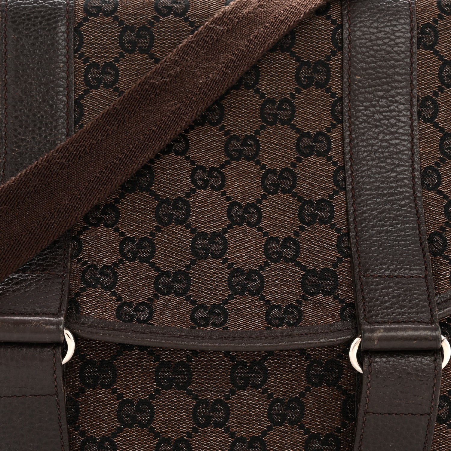 Monogram Medium Double Buckle Flap Messenger Dark Brown