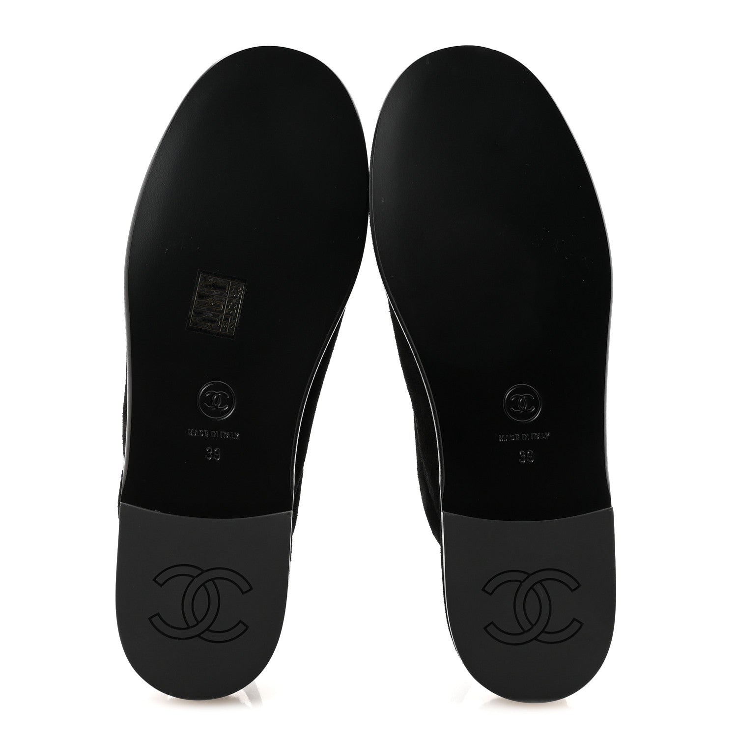 Suede Calfskin CC Slingback Loafers 39 Black