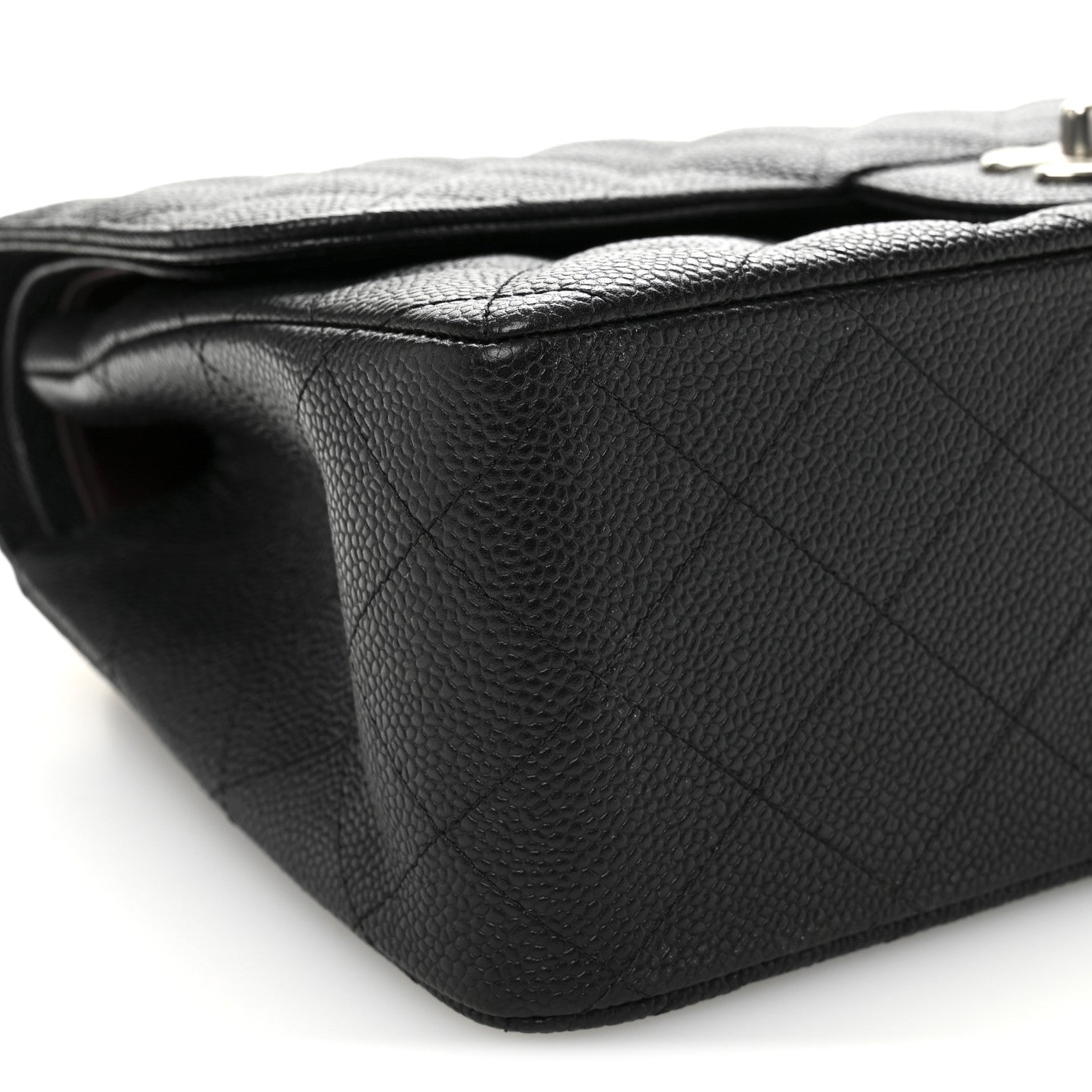Caviar Quilted Jumbo Double Flap Black