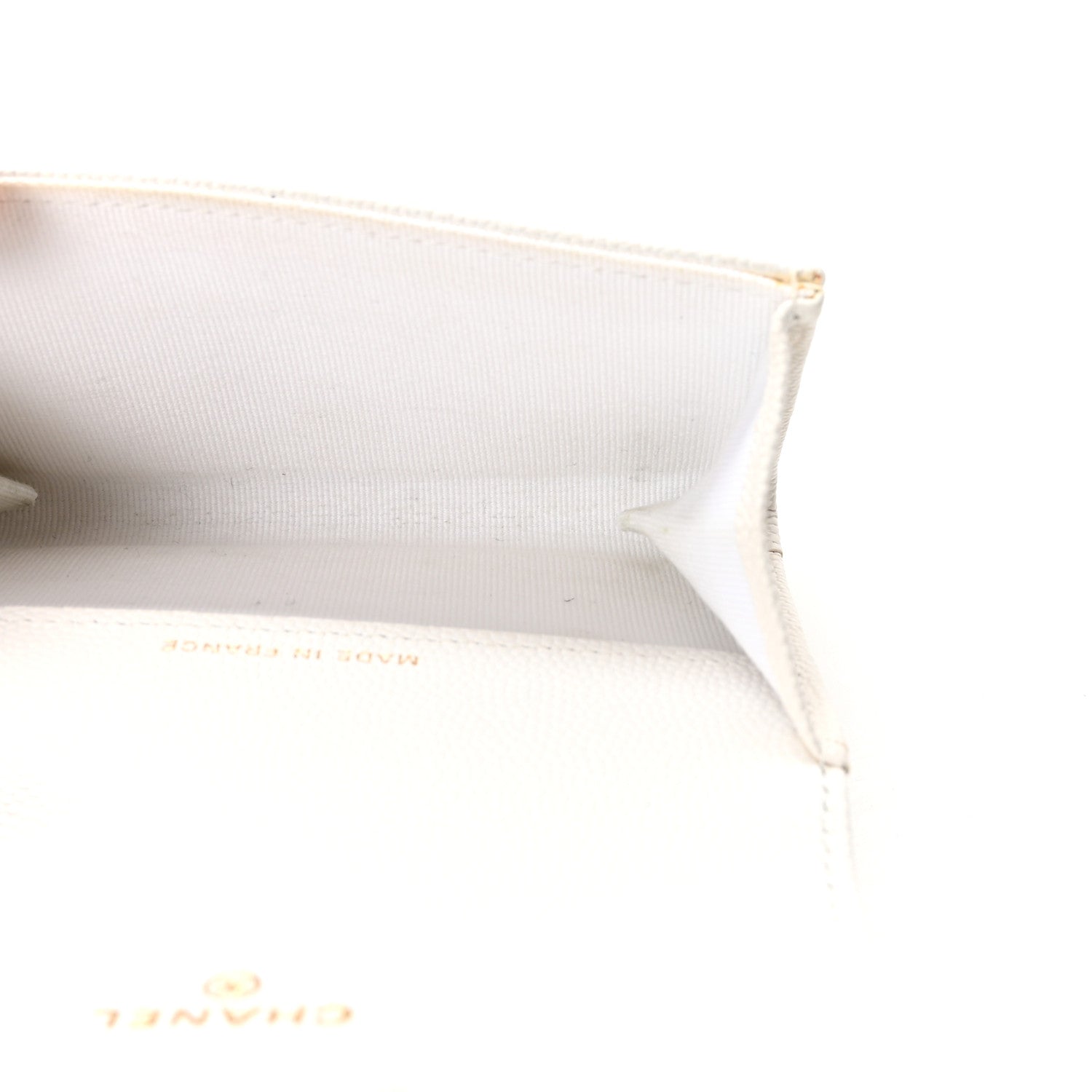 Caviar Quilted Flap Card Holder Wallet White