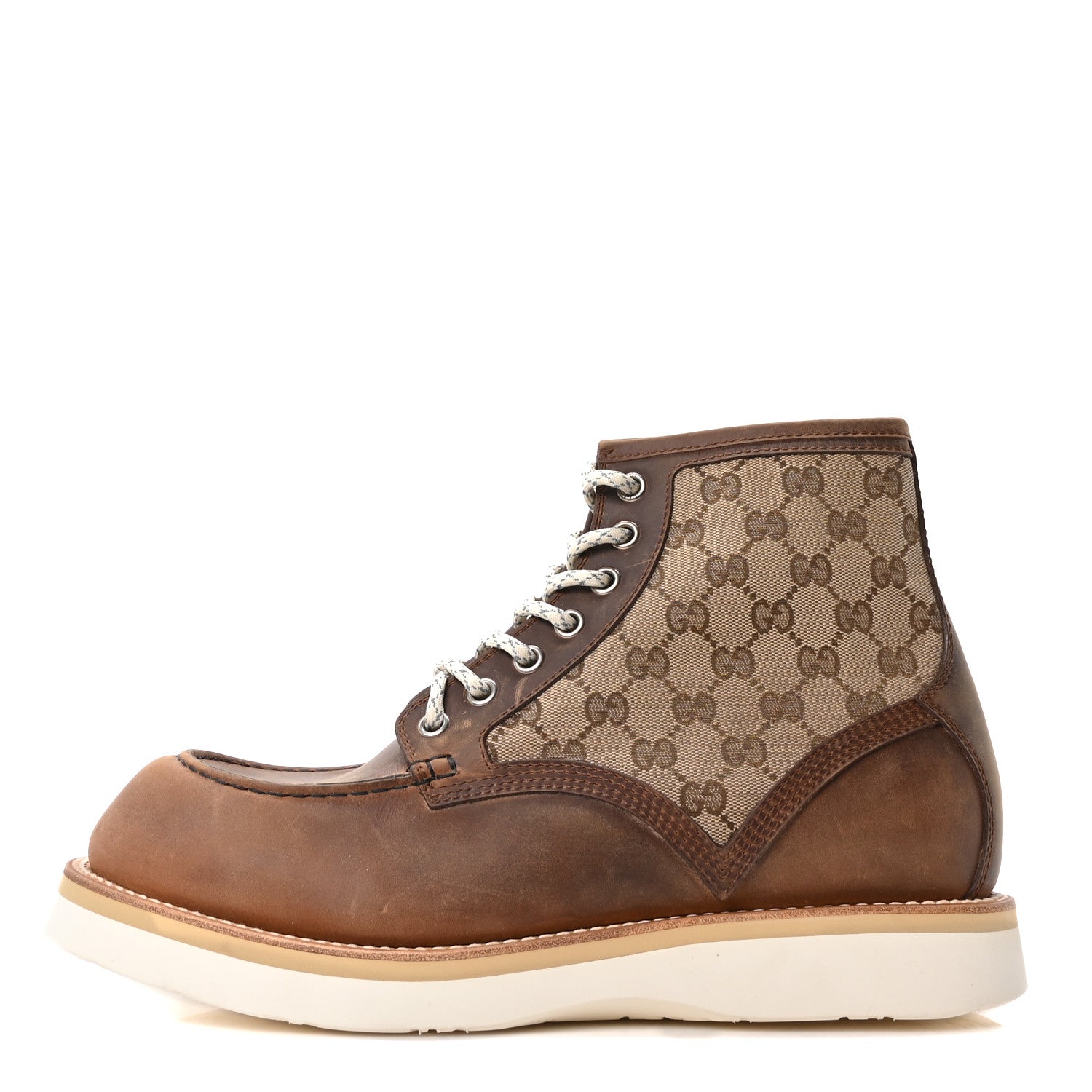 Garrett Calfskin Monogram Mens Ala Boots 12 Beige Ebony Cuir