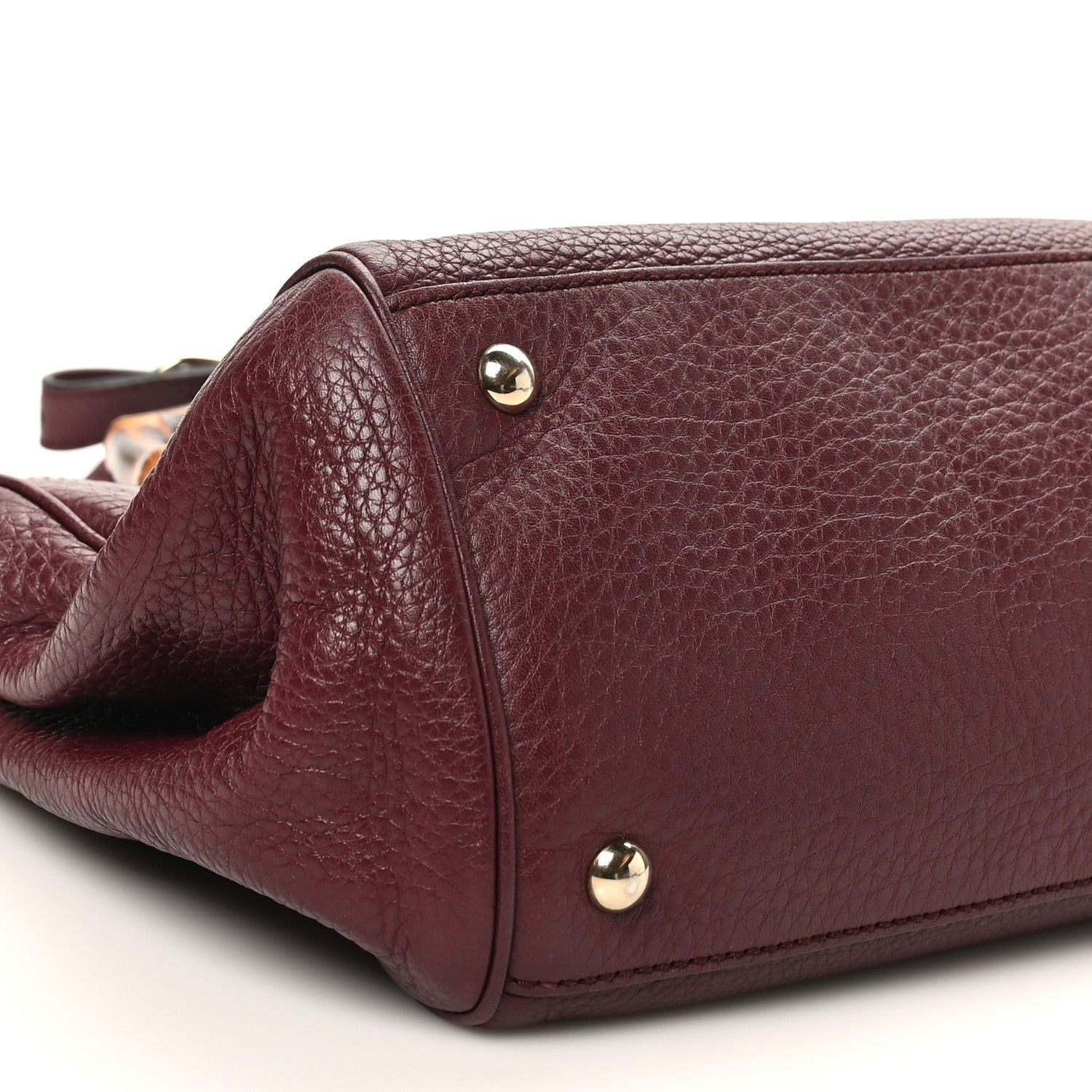 Pebbled Calfskin Medium Bamboo Shopper Tote Burgundy