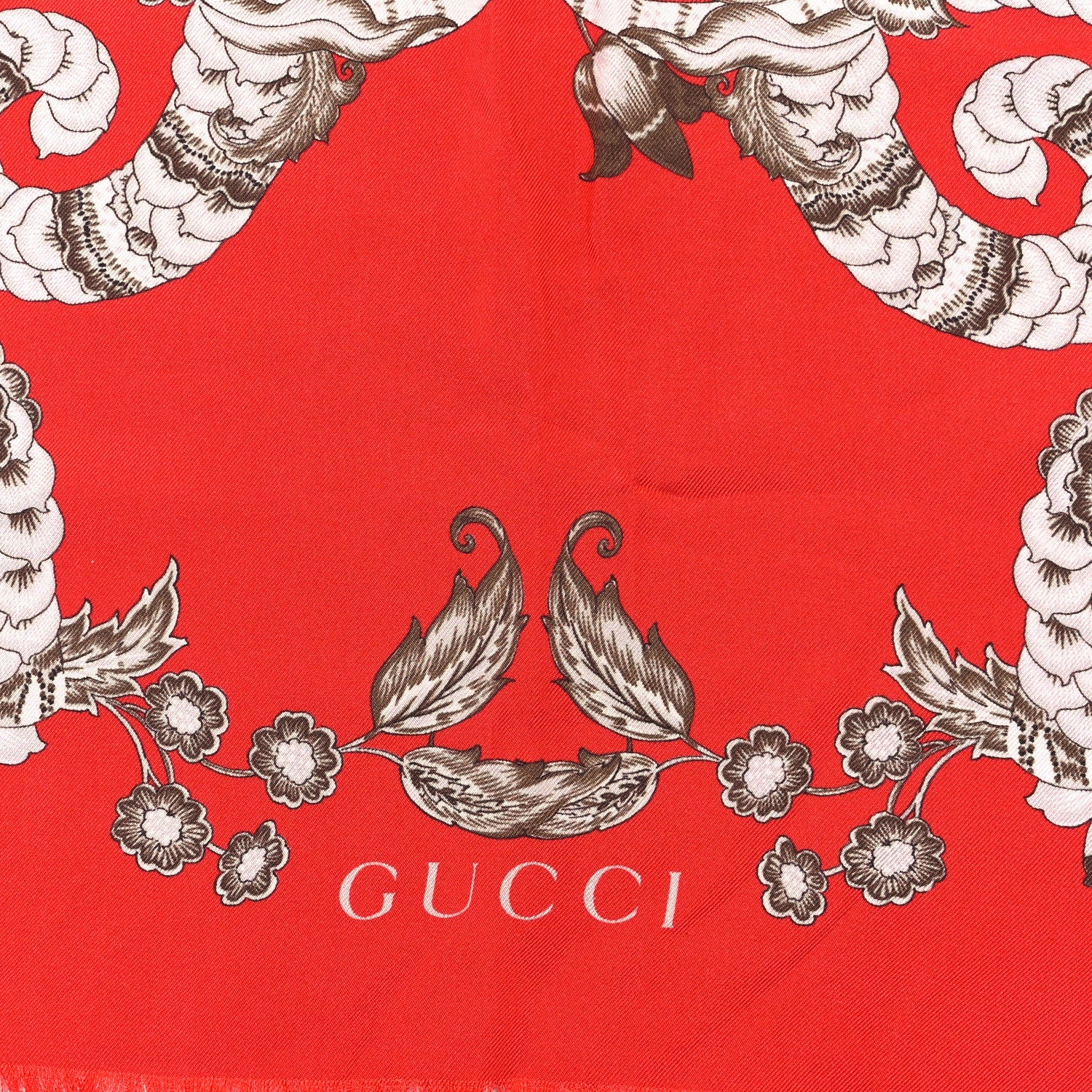Silk Animal Print Square Scarf Red
