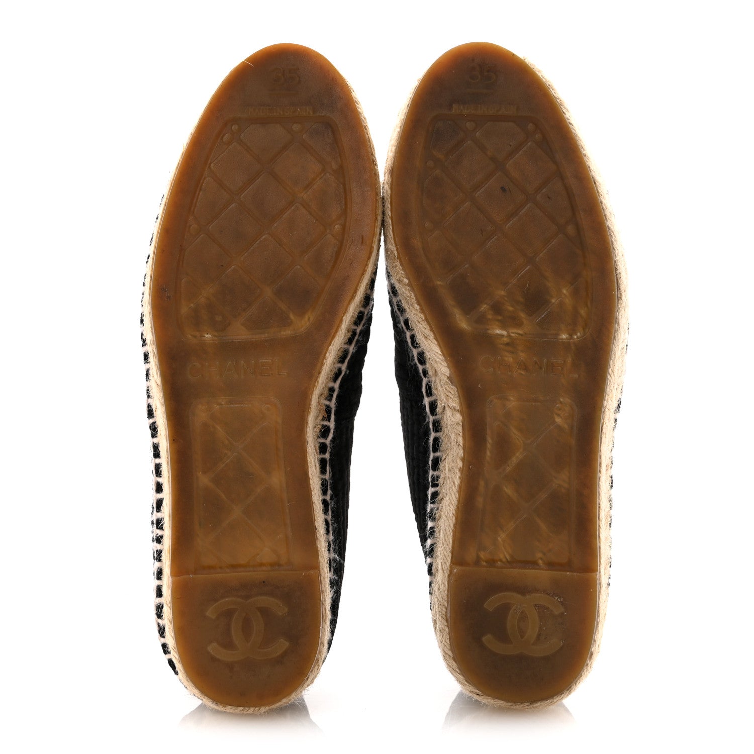 Velvet Grosgrain Quilted CC Espadrilles 35 Black