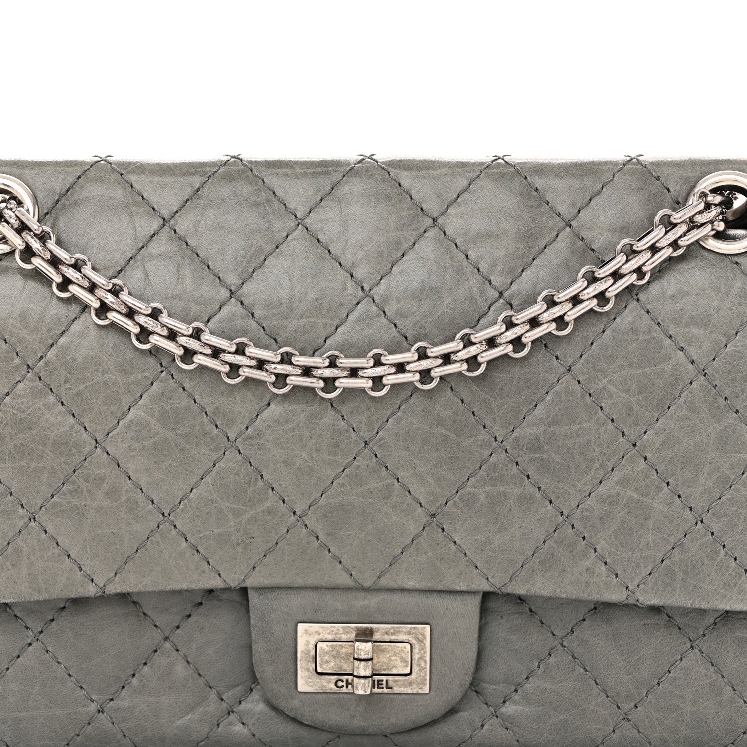 Aged Calfskin Quilted 50th Anniversary 2.55 Reissue Flap 225 Grey